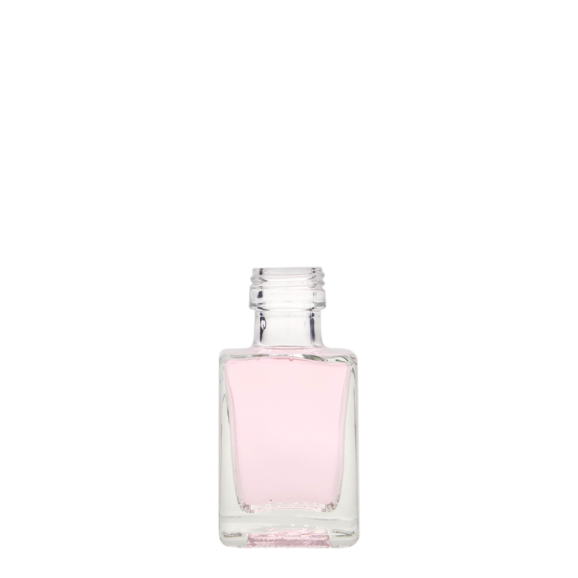 Bottiglia di vetro da 50 ml 'Cube', quadrata, bocca: PP 24