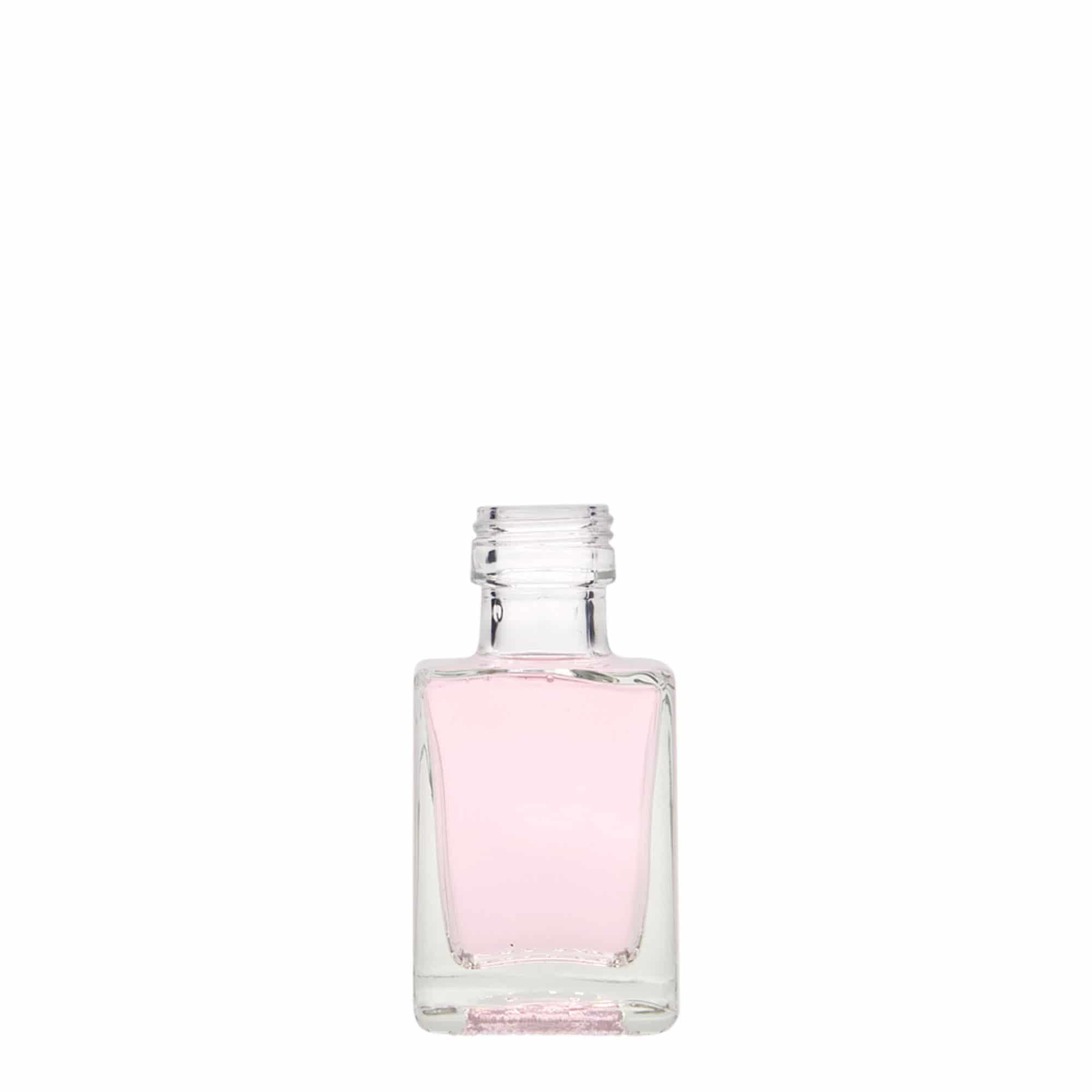 Bottiglia di vetro da 50 ml 'Cube', quadrata, bocca: PP 24