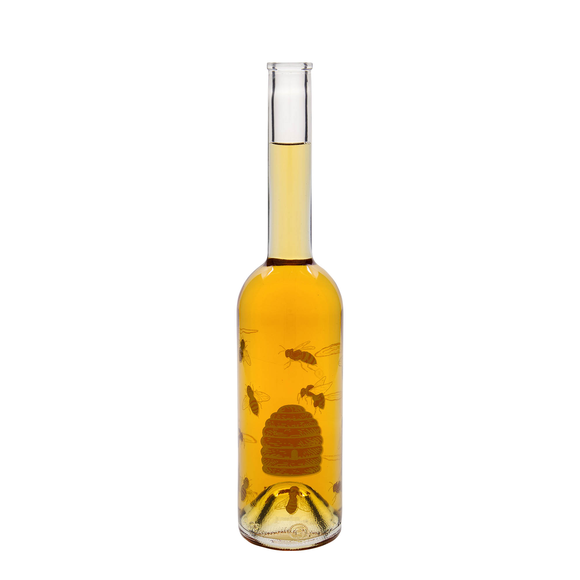 Bottiglia di vetro da 500 ml 'Opera', motivo: api, bocca: sughero Bottiglia di vetro da 500 ml 'Opera', motivo: api, bocca: sughero