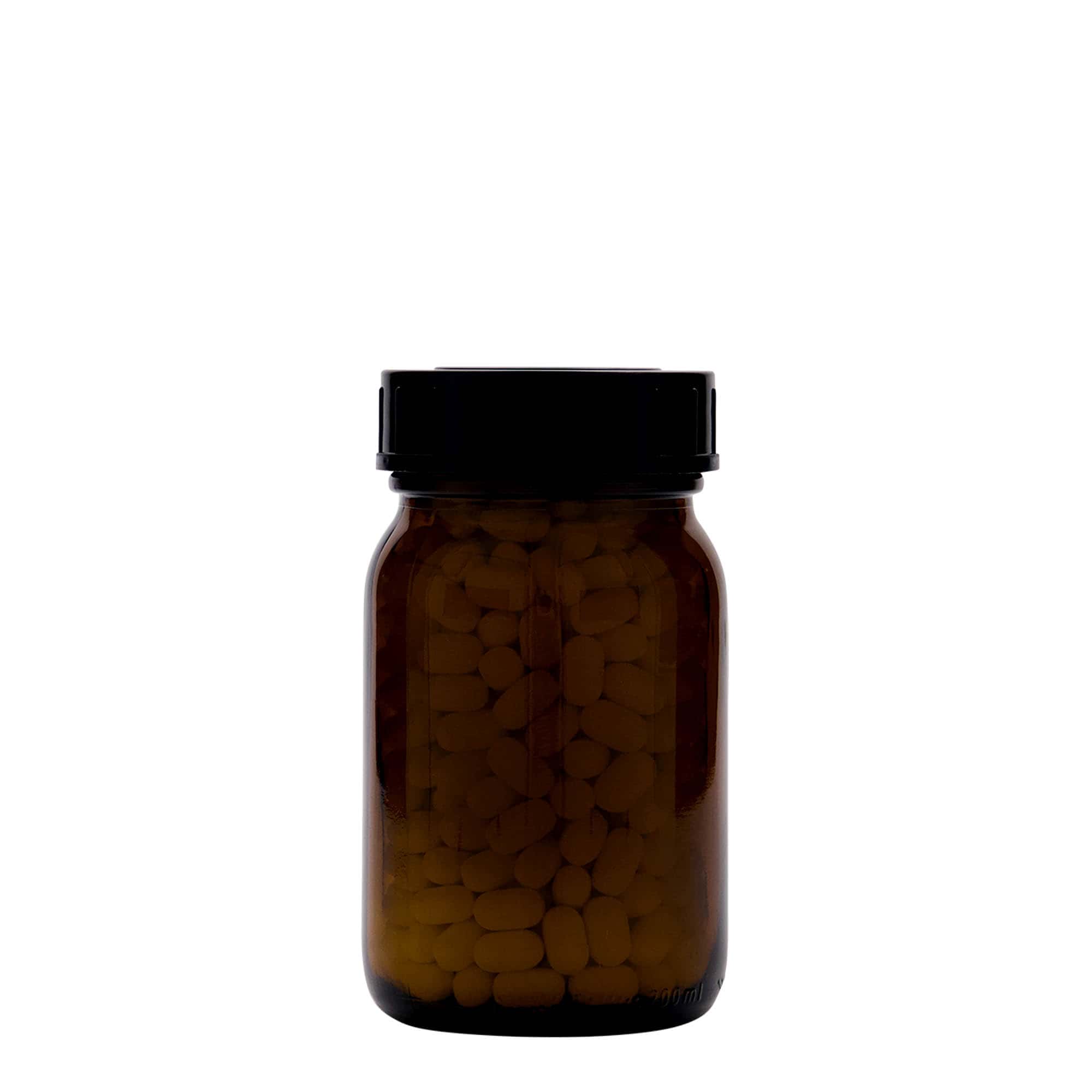 200 ml barattolo a bocca larga, marrone, bocca: DIN 55