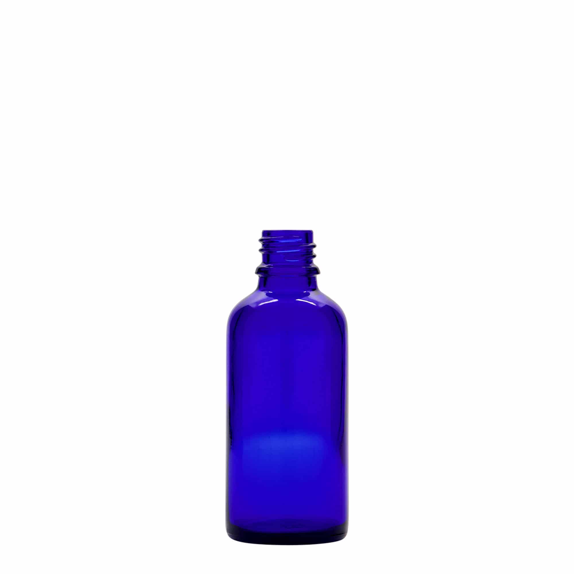 50 ml flacone spray medicina, vetro, blu reale, bocca: DIN 18