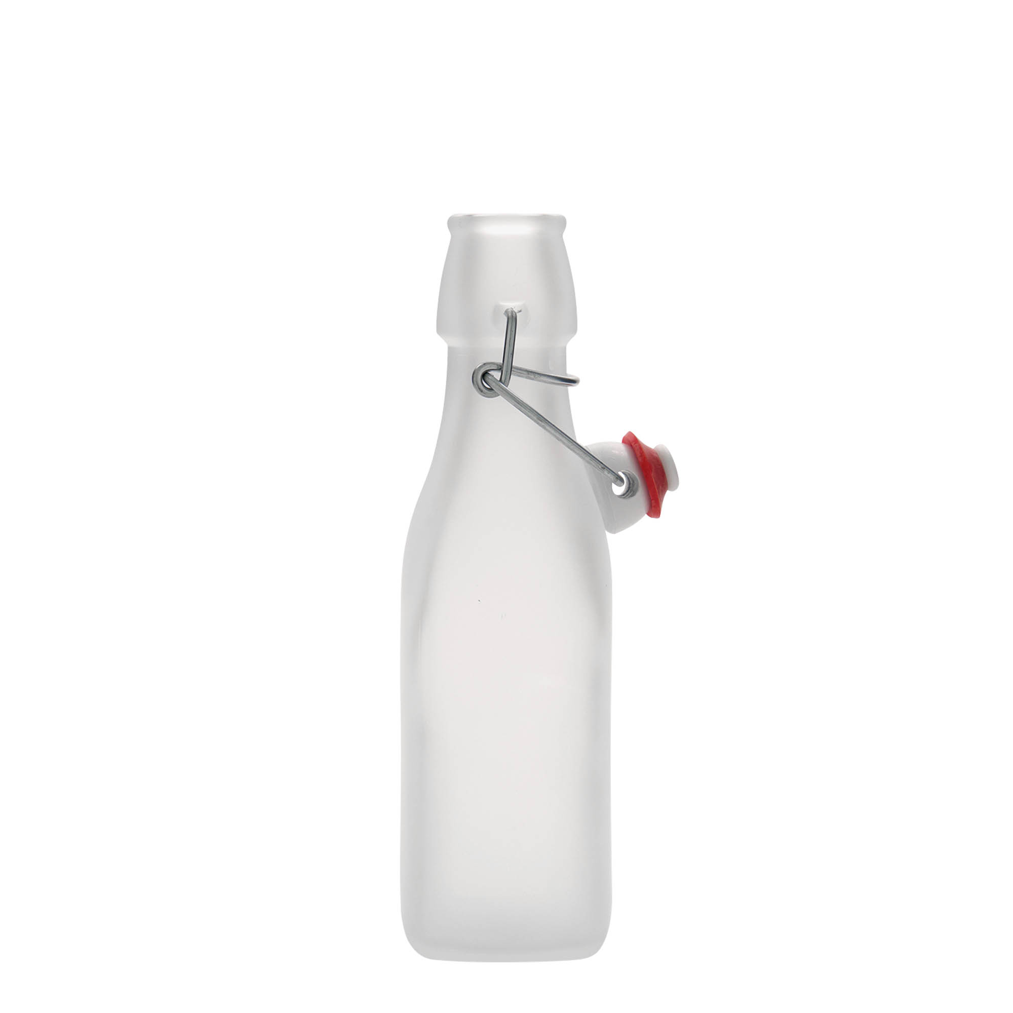 Bottiglia di vetro da 250 ml 'Swing, quadrata, bianca, bocca: chiusura a leva