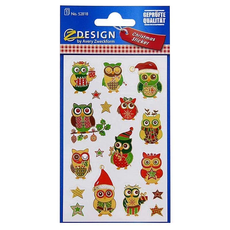 Adesivi 'Gufetti natalizi', carta, multicolore Adesivi 'Gufetti natalizi', carta, multicolore