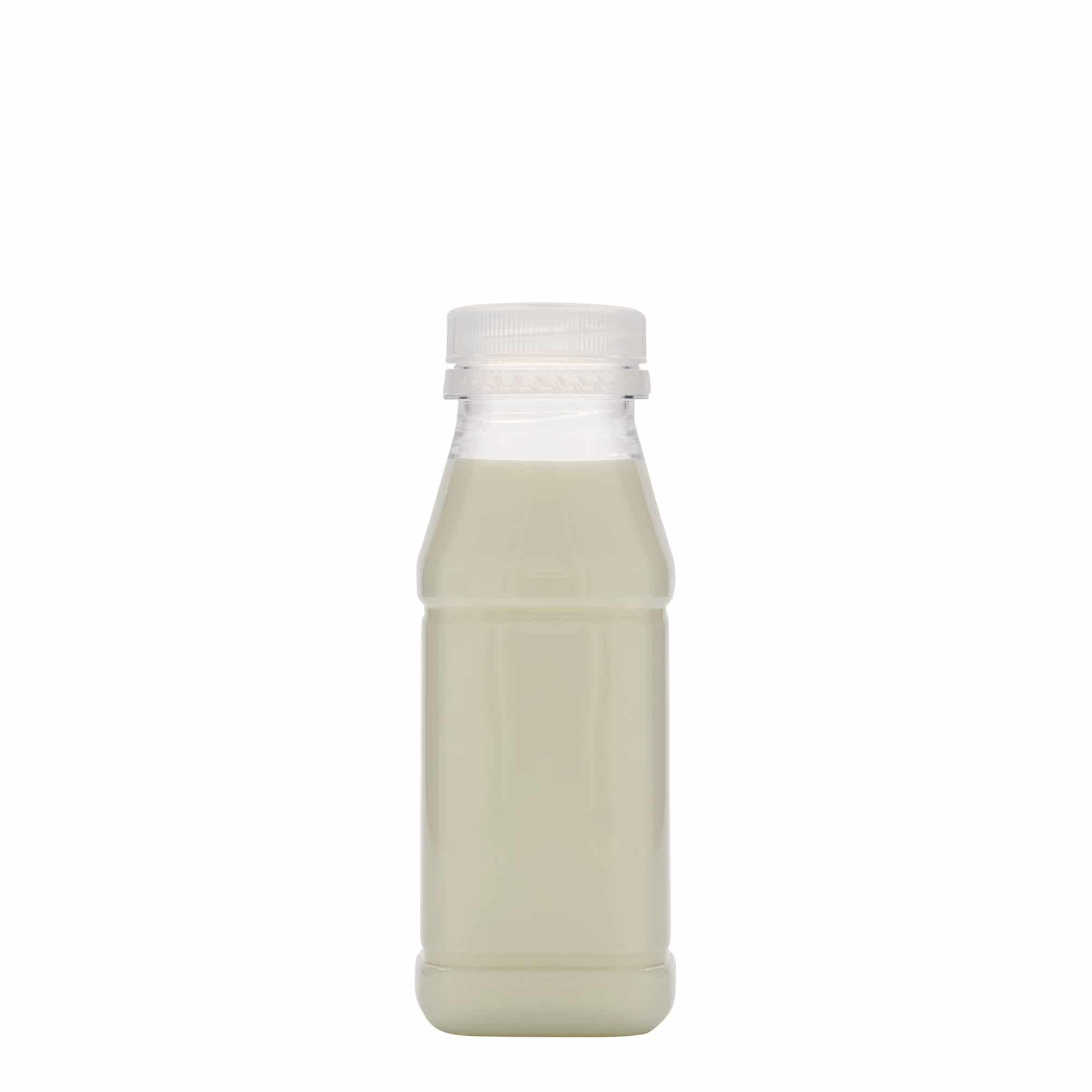 250 ml Bottiglia PET 'Milk and Juice Carré', quadrata, plastica, imboccatura: 38 mm
