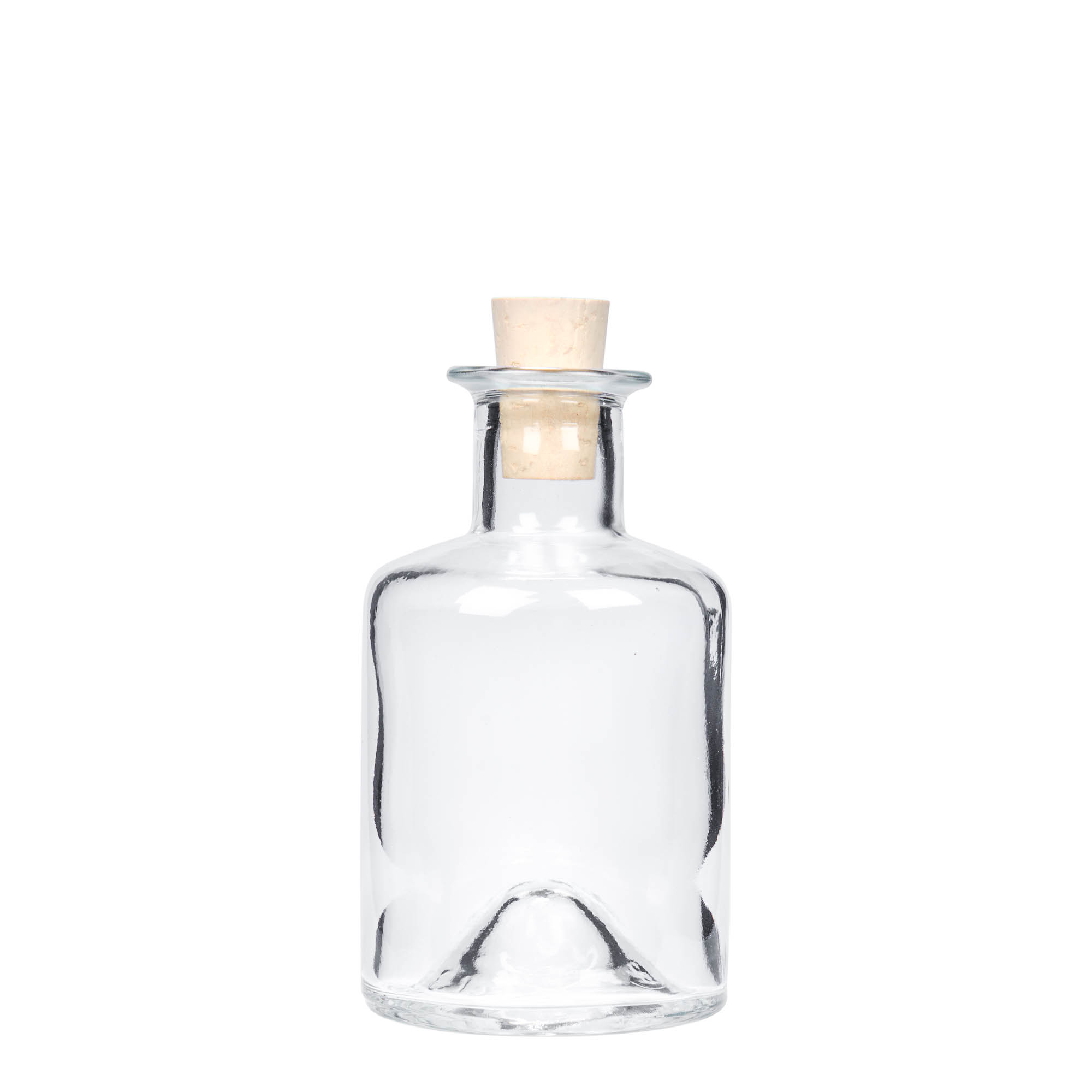 Bottiglia di vetro da 200 ml da farmacista, bocca: tappo di sughero Bottiglia di vetro da 200 ml da farmacista, bocca: tappo di sughero