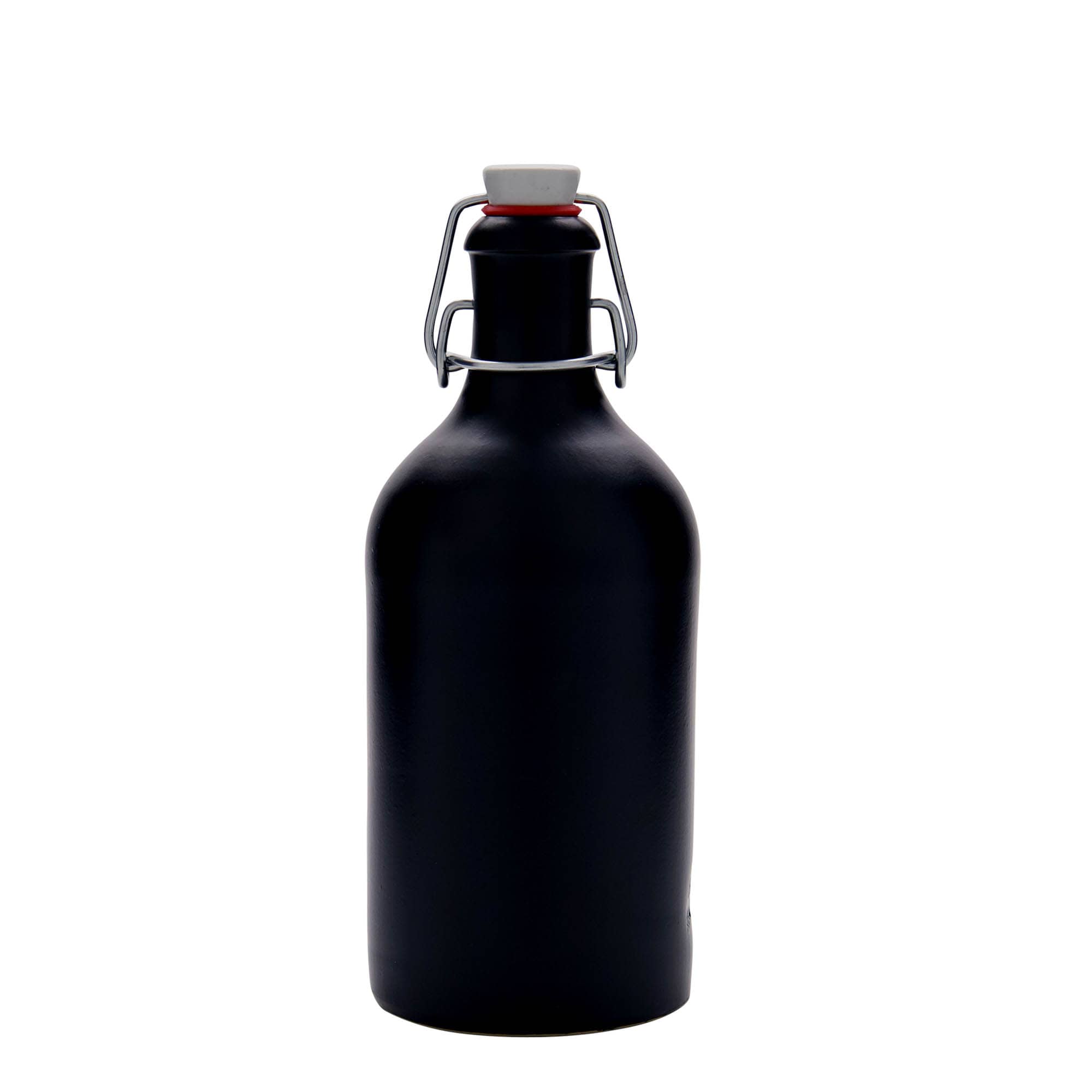 500 ml Bottiglia in ceramica, ceramica grès, nero, imboccatura: tappo meccanico