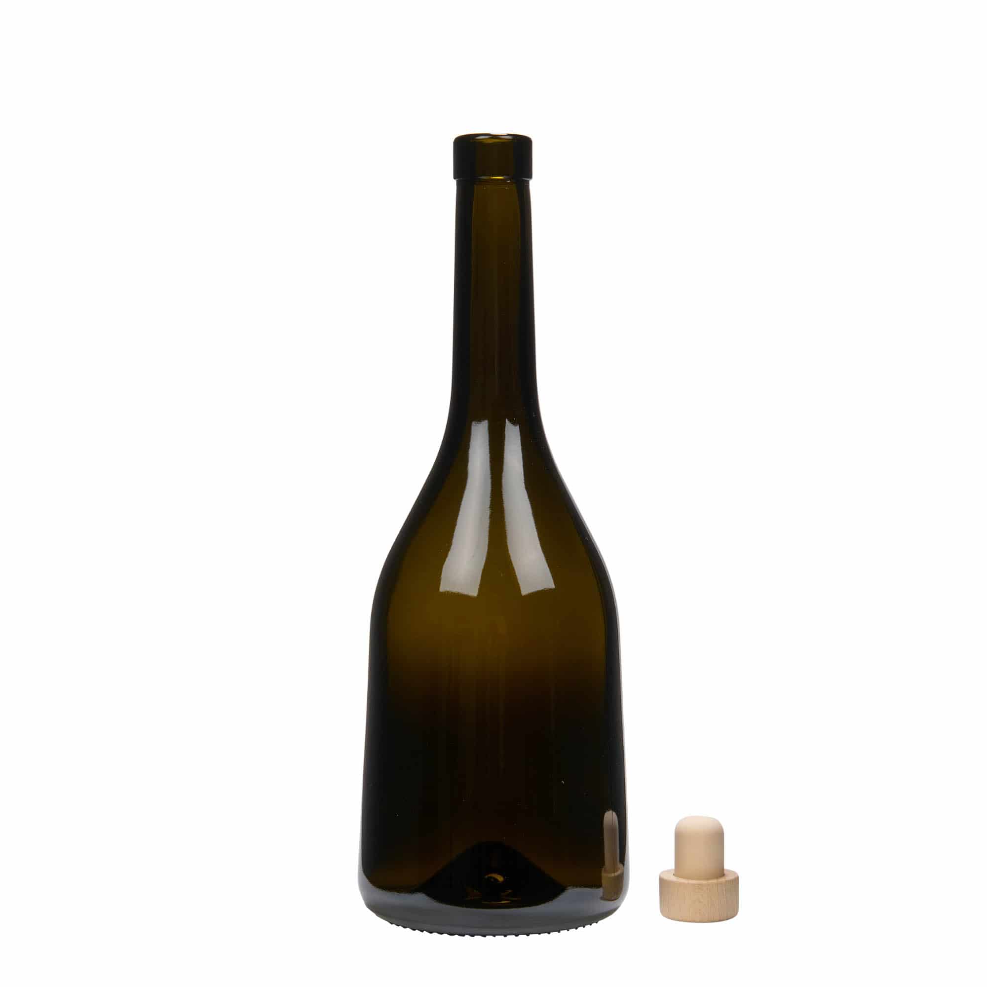 750 ml Bottiglia di vetro 'Rustica', verde antico, imboccatura: fascetta