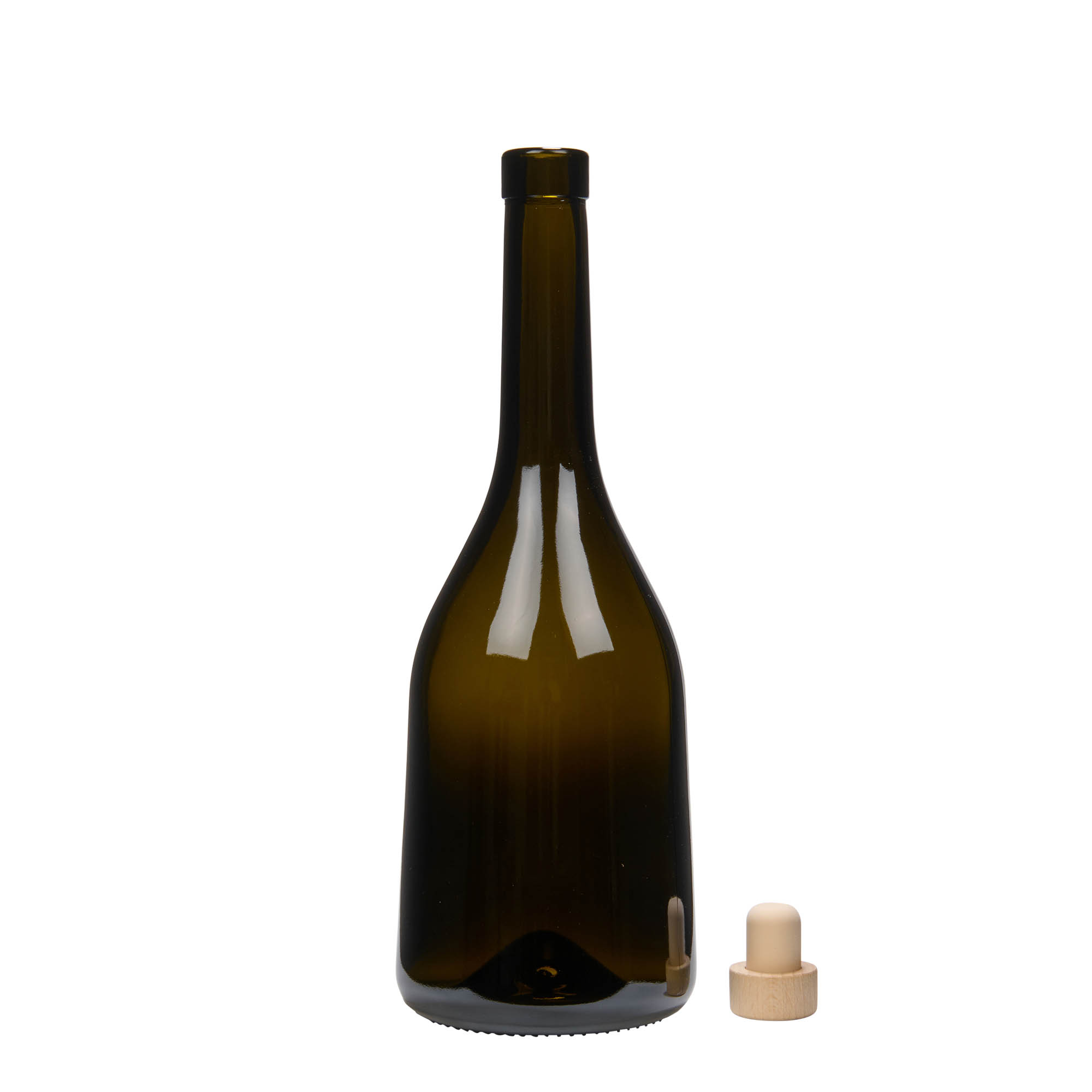 Bottiglia di vetro da 750 ml 'Rustica', verde antico, bocca: sughero