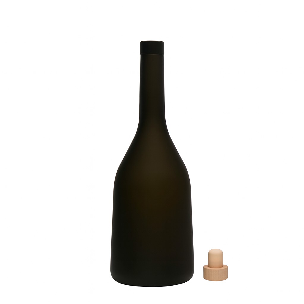 Bottiglia di vetro da 750 ml 'Rustica', verde antico, bocca: sughero