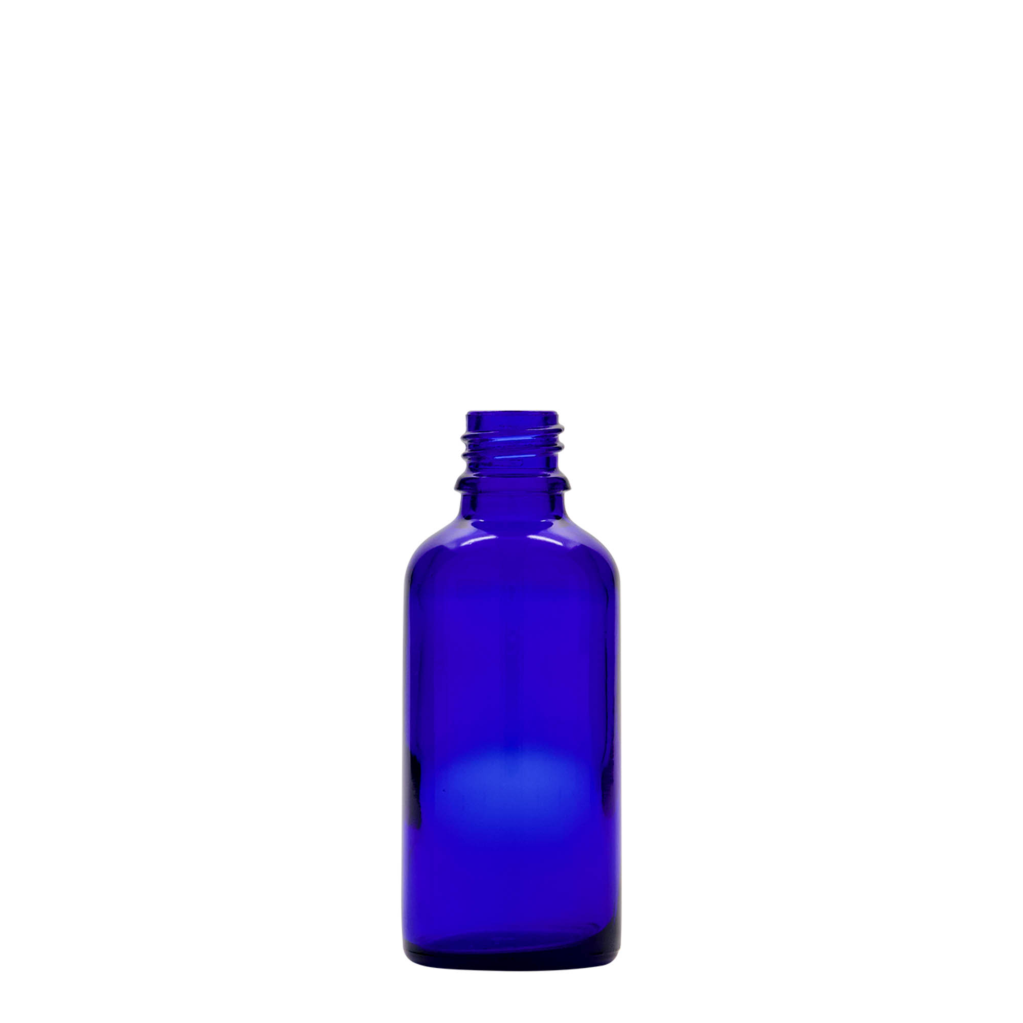 50 ml Flacone con contagocce medicina, vetro, blu reale-rosso, bocca: DIN 18
