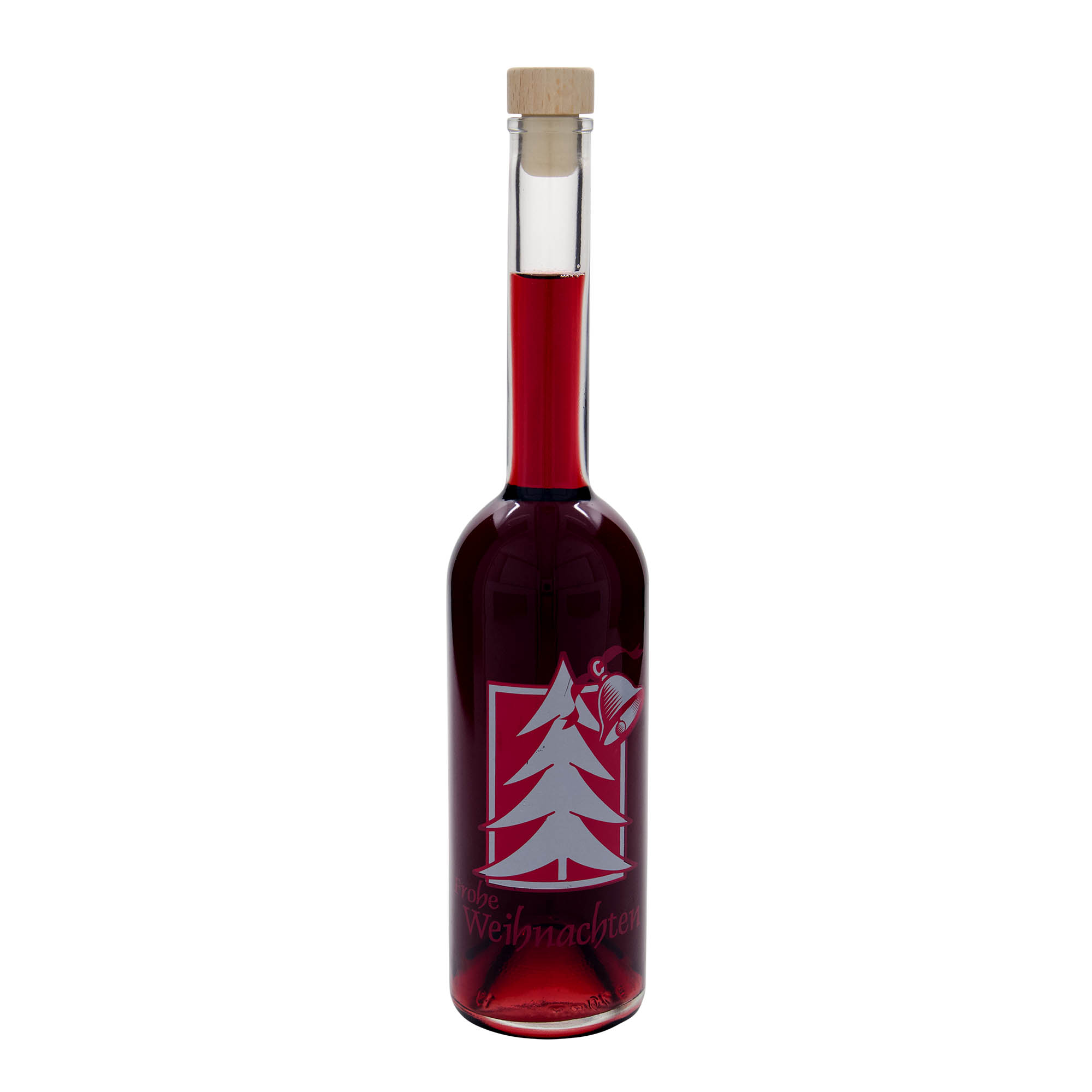 Bottiglia di vetro da 500 ml 'Opera', motivo: Auguri di Natale, bocca: sughero Bottiglia di vetro da 500 ml 'Opera', motivo: Auguri di Natale, bocca: sughero