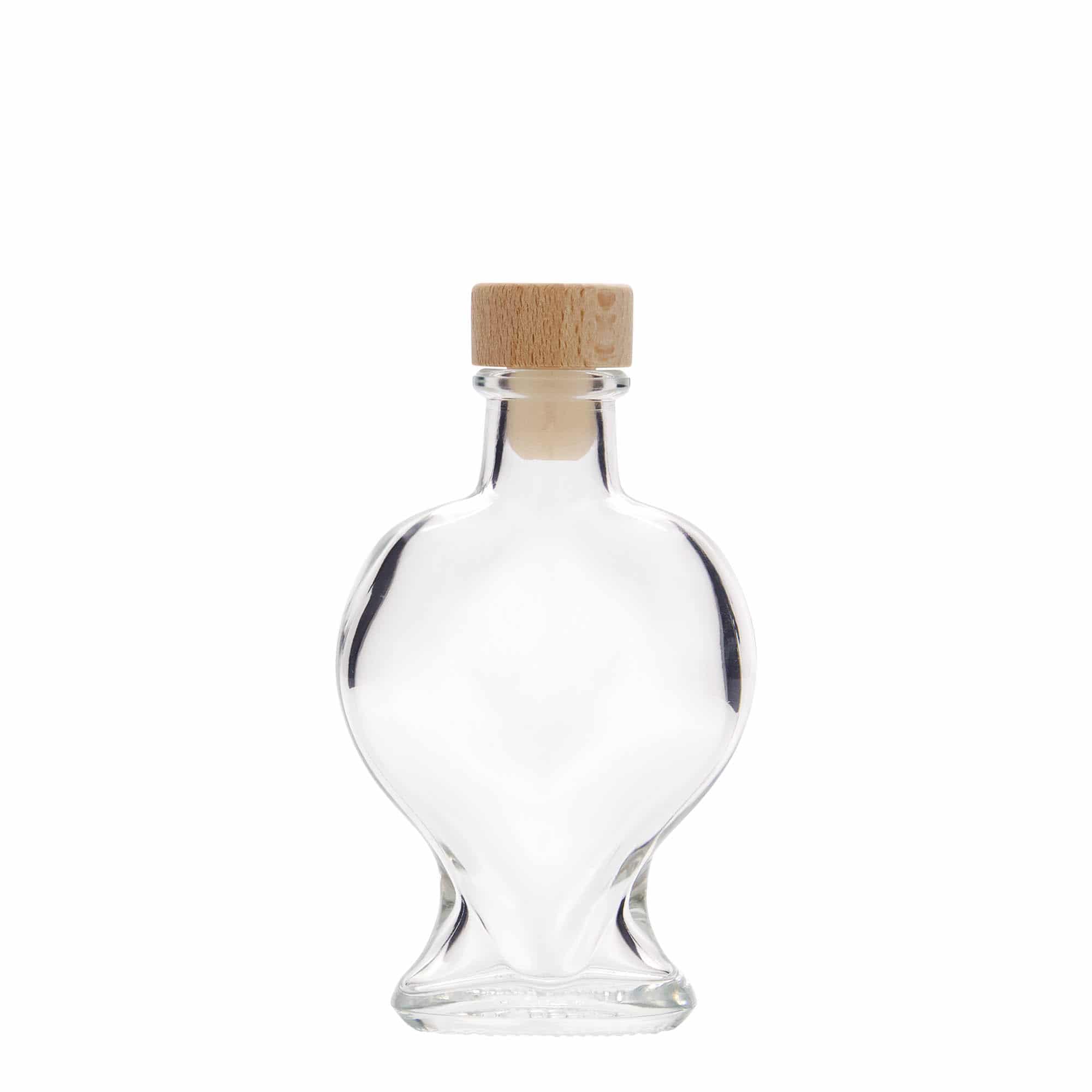 100 ml Bottiglia di vetro 'Cuore', imboccatura: fascetta