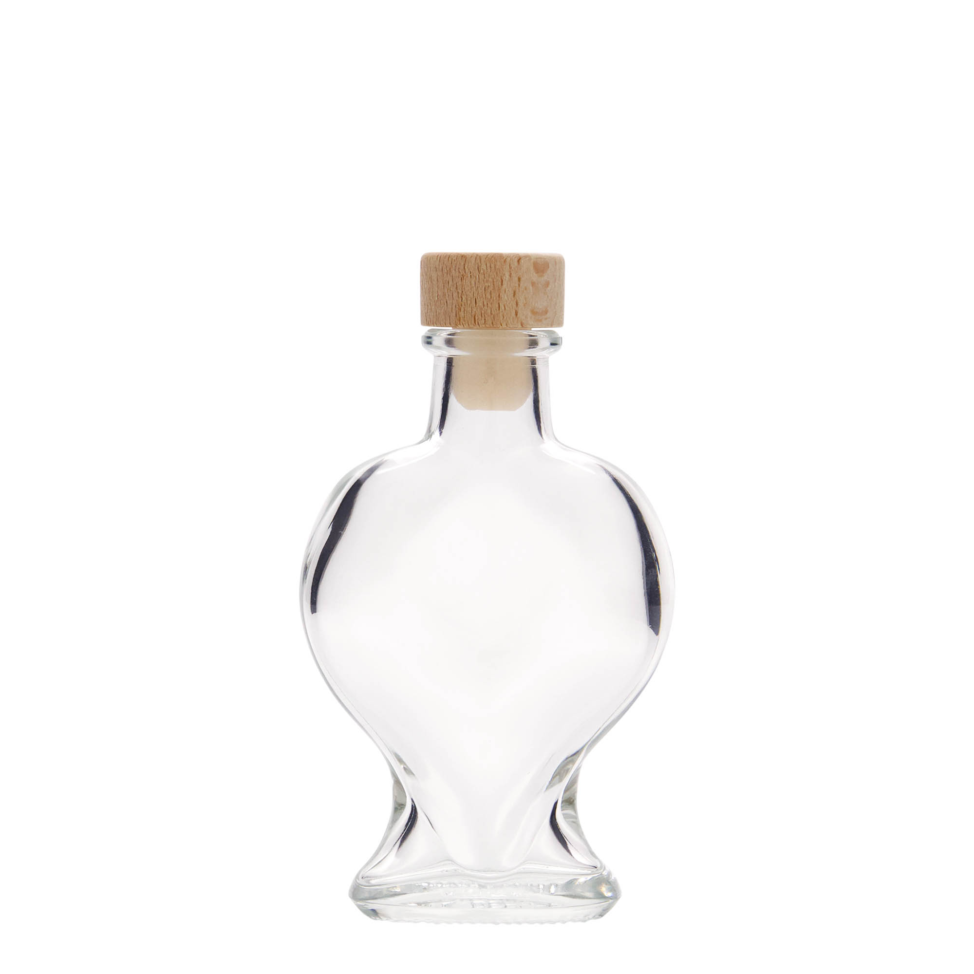 Bottiglia di vetro da 100 ml 'Cuore', bocca: sughero Bottiglia di vetro da 100 ml 'Cuore', bocca: sughero