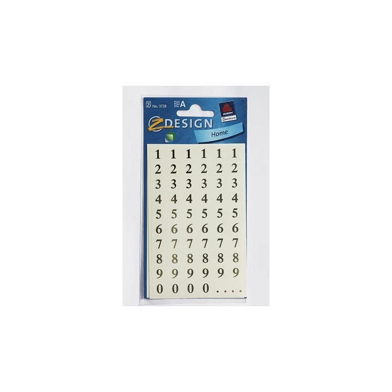 Adesivi Zweckform 'Numeri 1-9', plastica, oro
