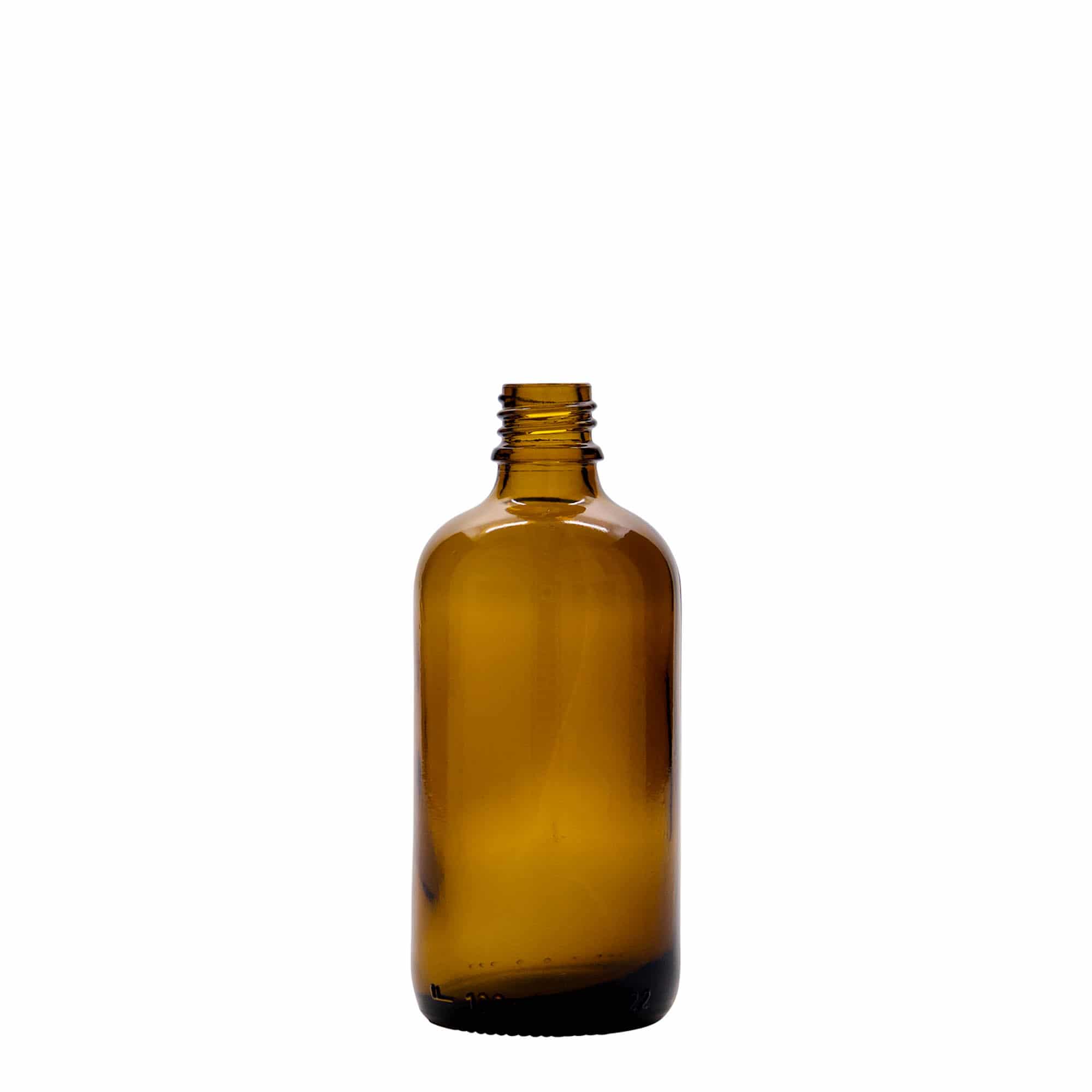 100 ml flacone medico con pompa per lozione, vetro, marrone, bocca: DIN 18