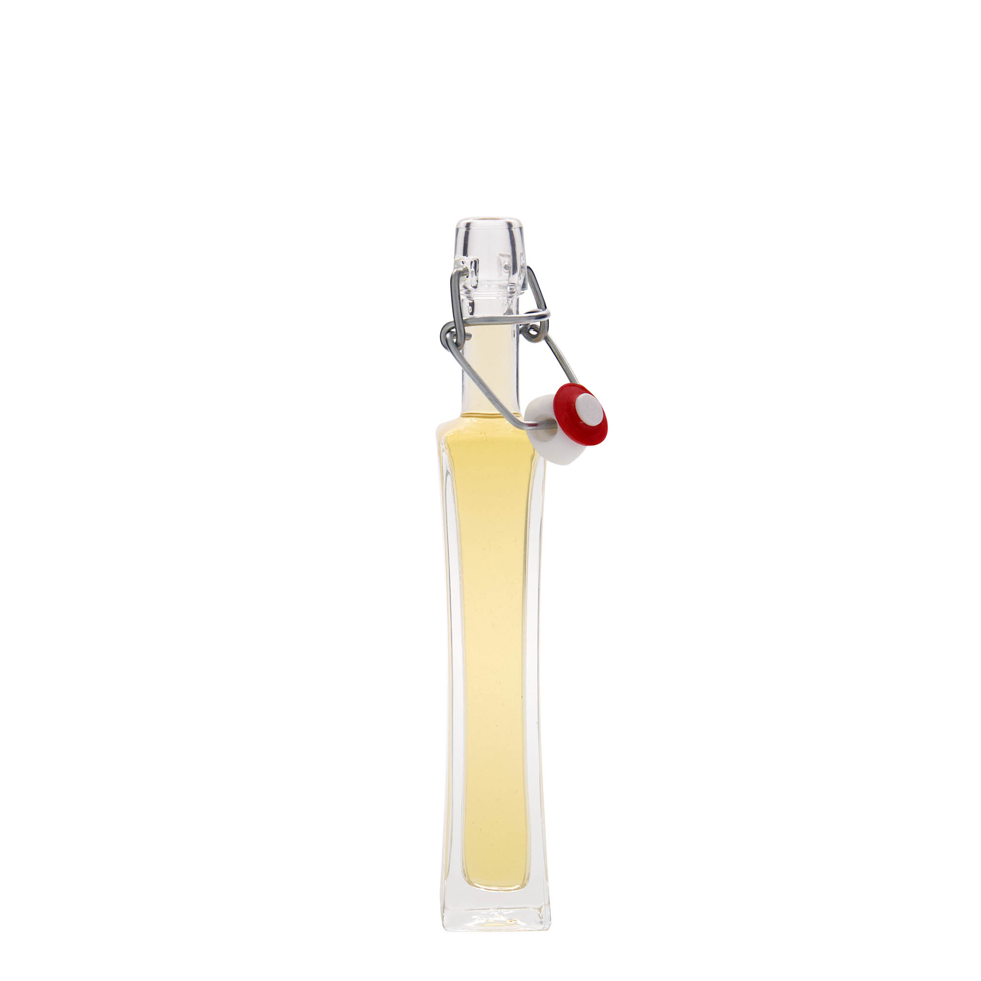 Bottiglia di vetro da 40 ml 'Koko', quadrata, bocca: chiusura a leva Bottiglia di vetro da 40 ml 'Koko', quadrata, bocca: chiusura a leva