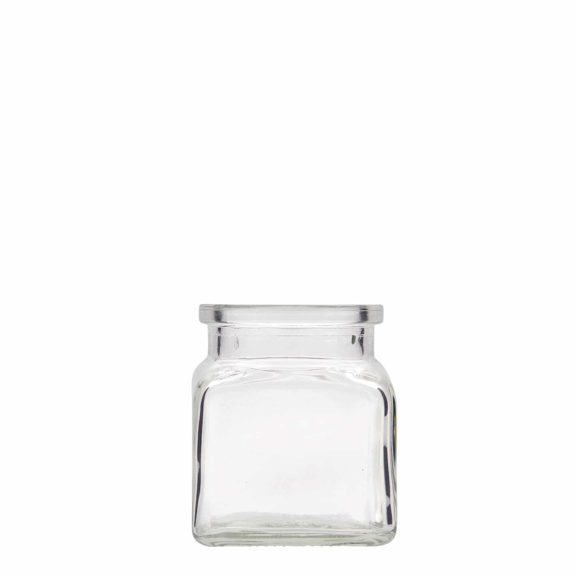 120 ml Barattolo con tappo in sughero, vetro, quadrato, imboccatura: fascetta 120 ml Barattolo con tappo in sughero, vetro, quadrato, imboccatura: fascetta