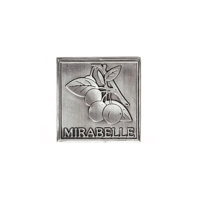 Etichetta metallica 'Mirabelle', quadrata, stagno, argento