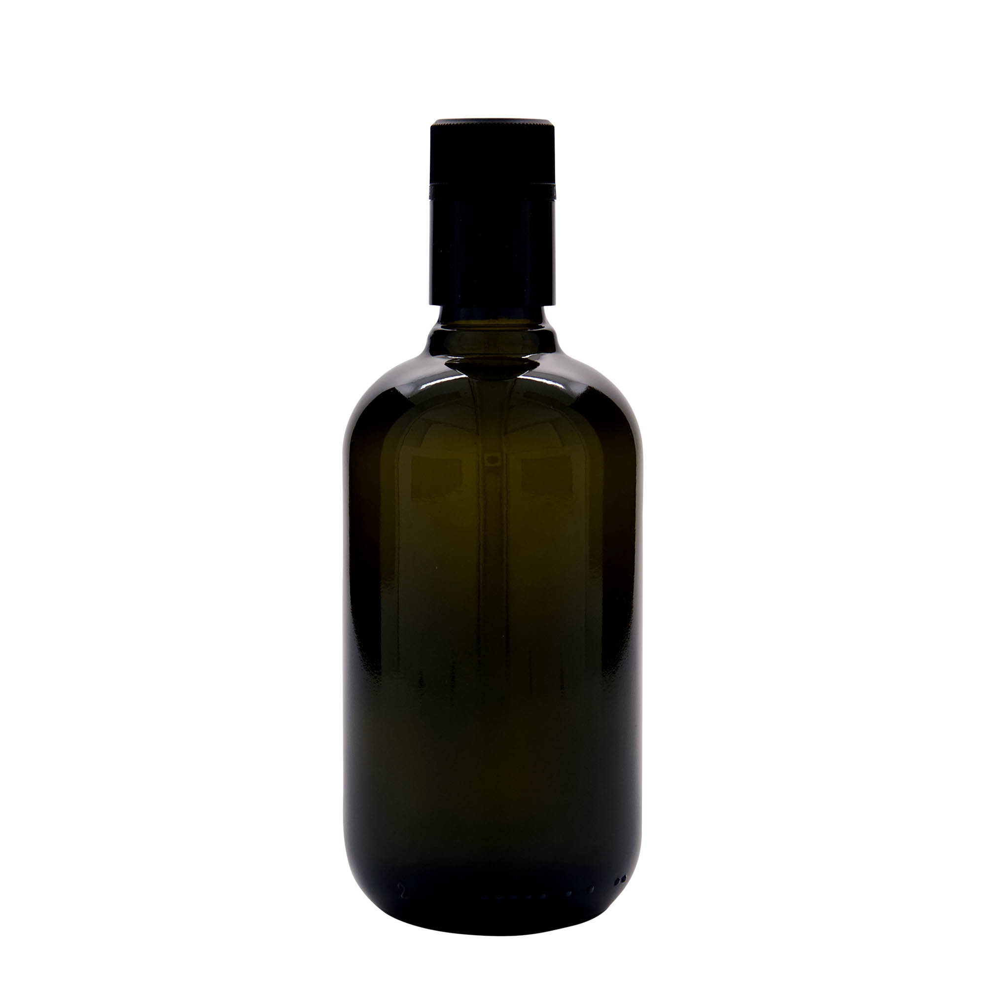Bottiglia da 500 ml per aceto/olio 'Biolio', vetro verde antico, bocca: DOP