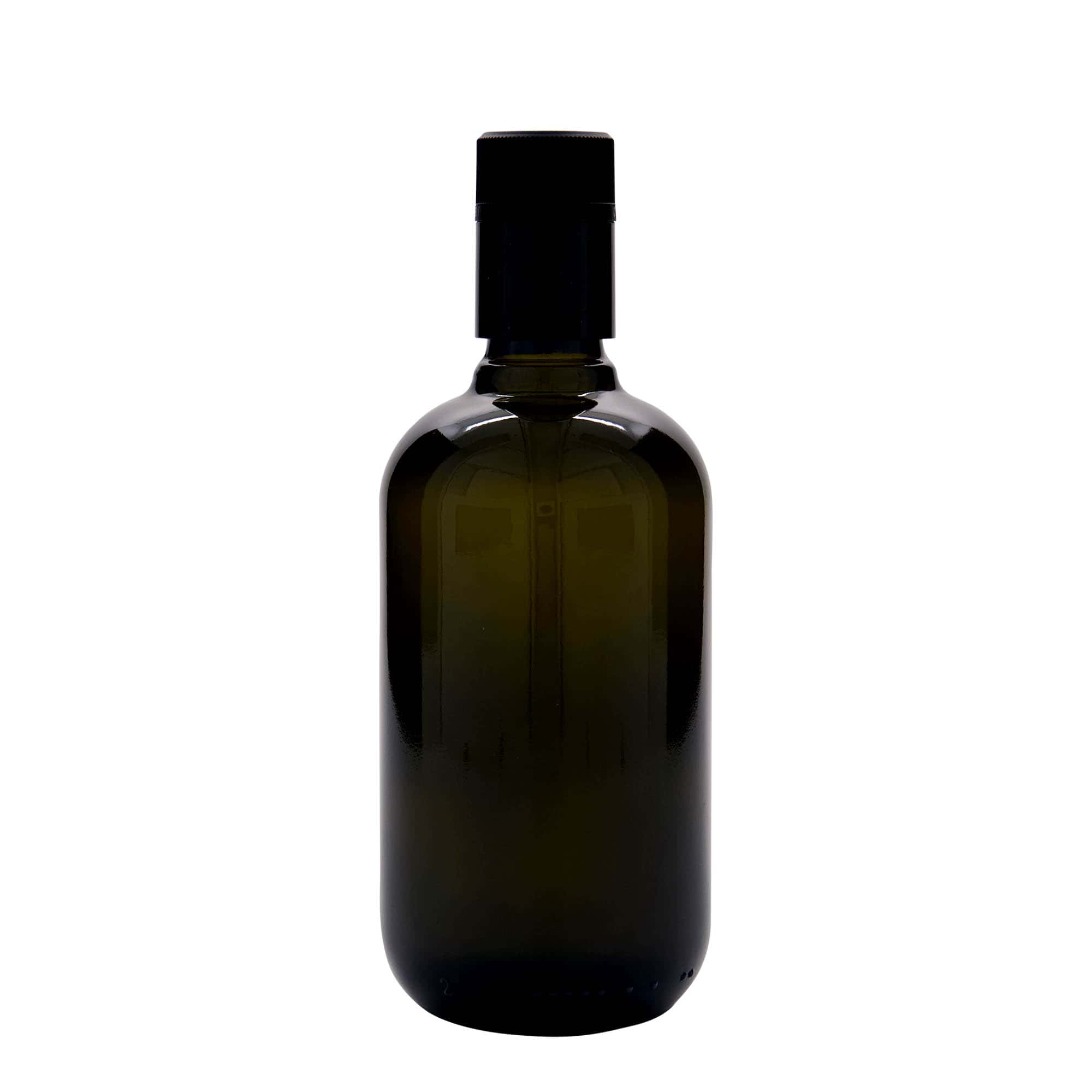 Bottiglia da 500 ml per aceto/olio 'Biolio', vetro verde antico, bocca: DOP