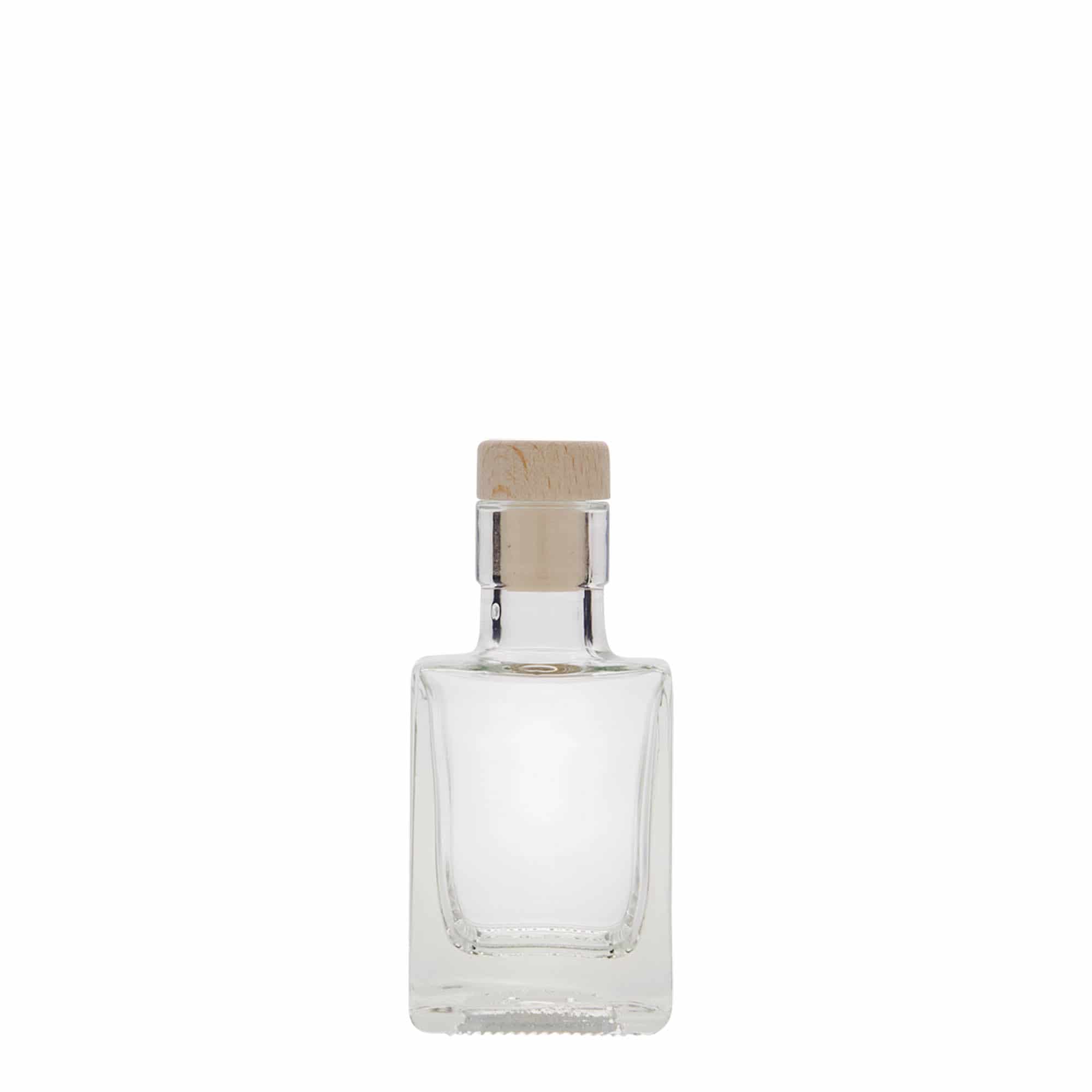 Bottiglia di vetro da 50 ml 'Cube', quadrata, bocca: sughero
