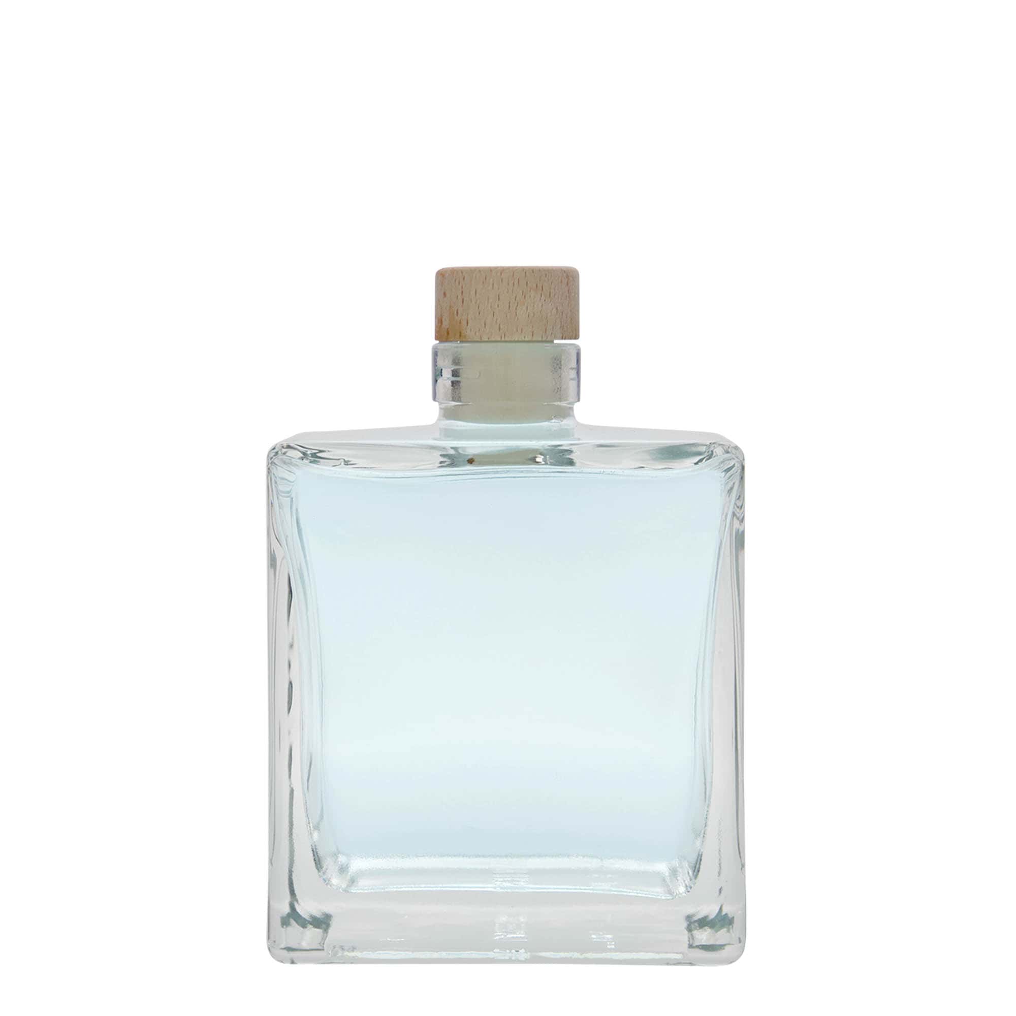 500 ml Bottiglia di vetro 'Cube', quadrata, imboccatura: fascetta