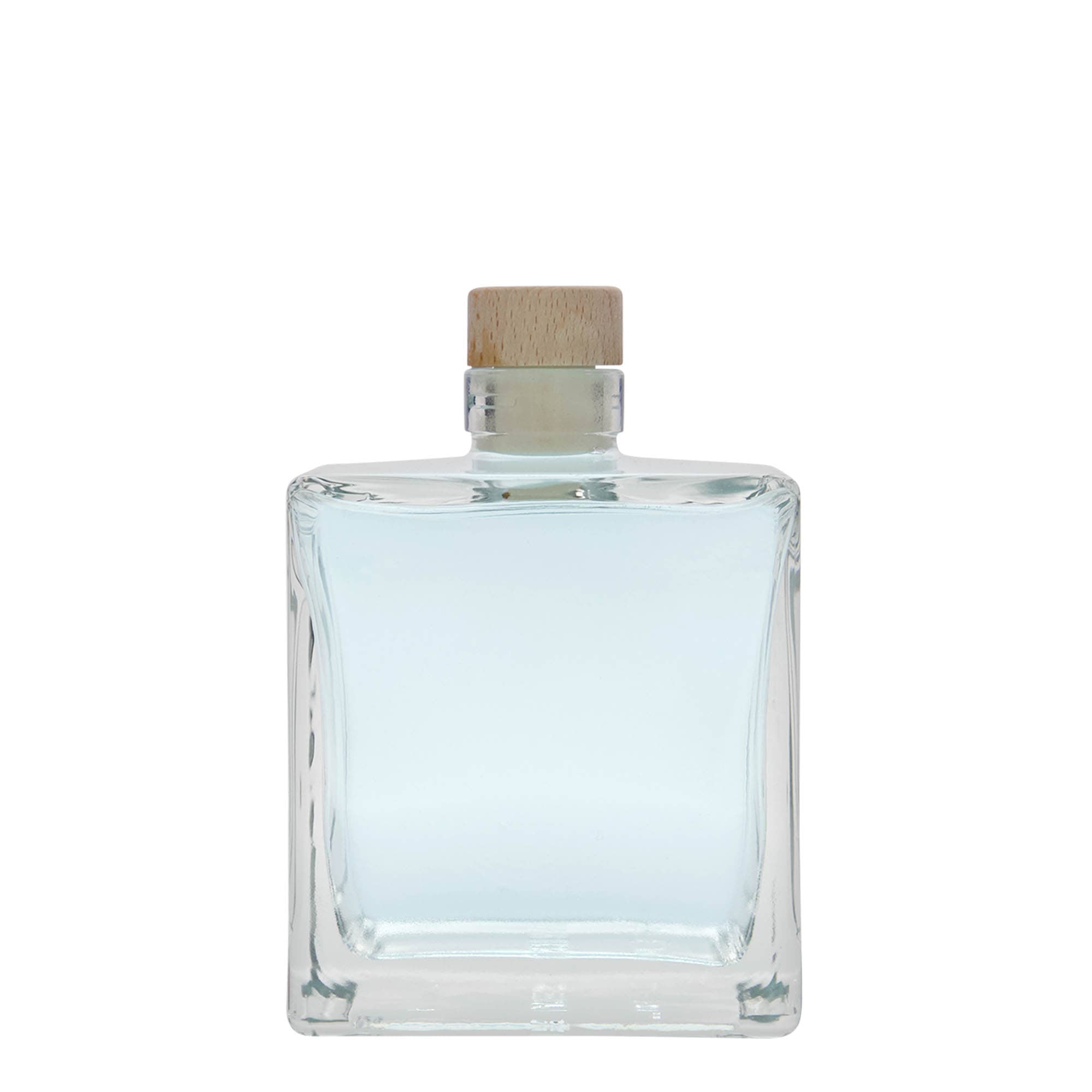 Bottiglia di vetro da 500 ml 'Cube', quadrata, bocca: tappo di sughero