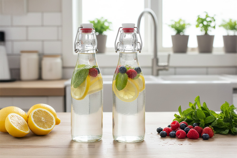 Infused water: acqua fruttata con limone e menta Infused water: acqua fruttata con limone e menta