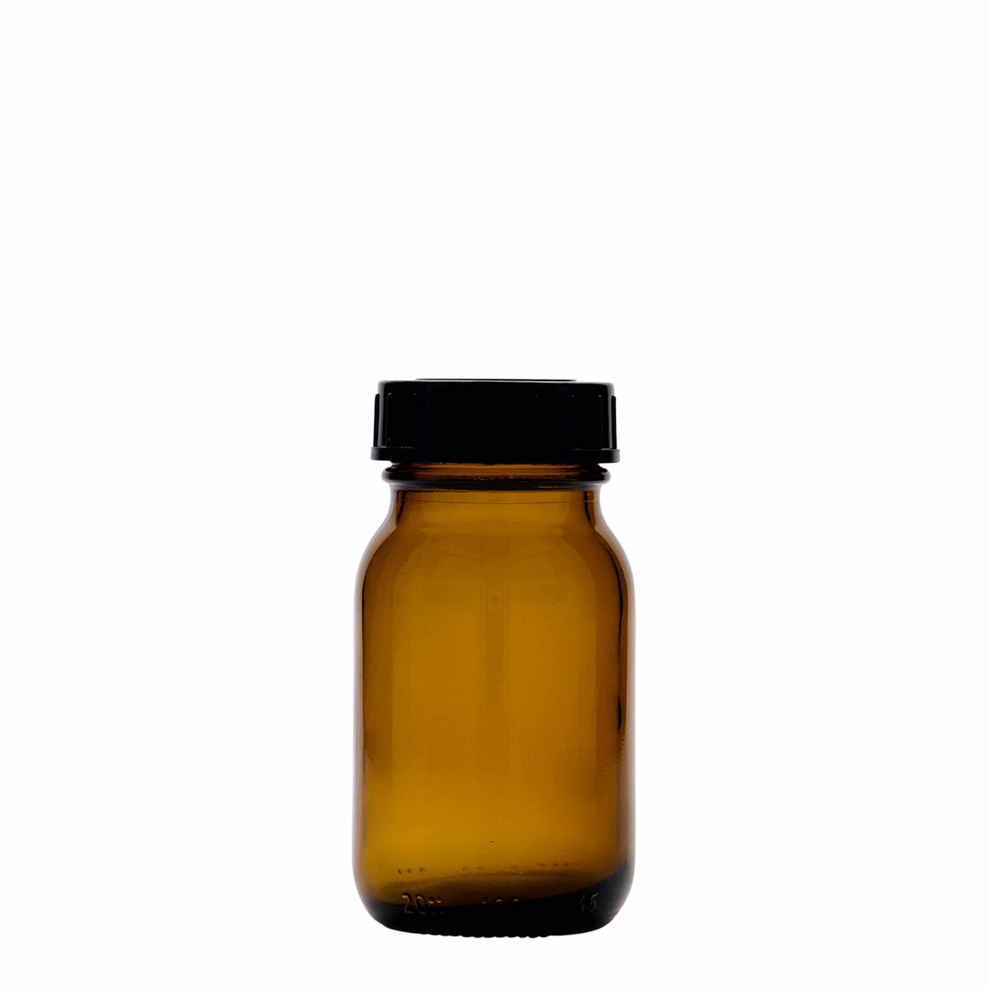 100 ml Vasetto di vetro a bocca larga, marrone, imboccatura: DIN 40