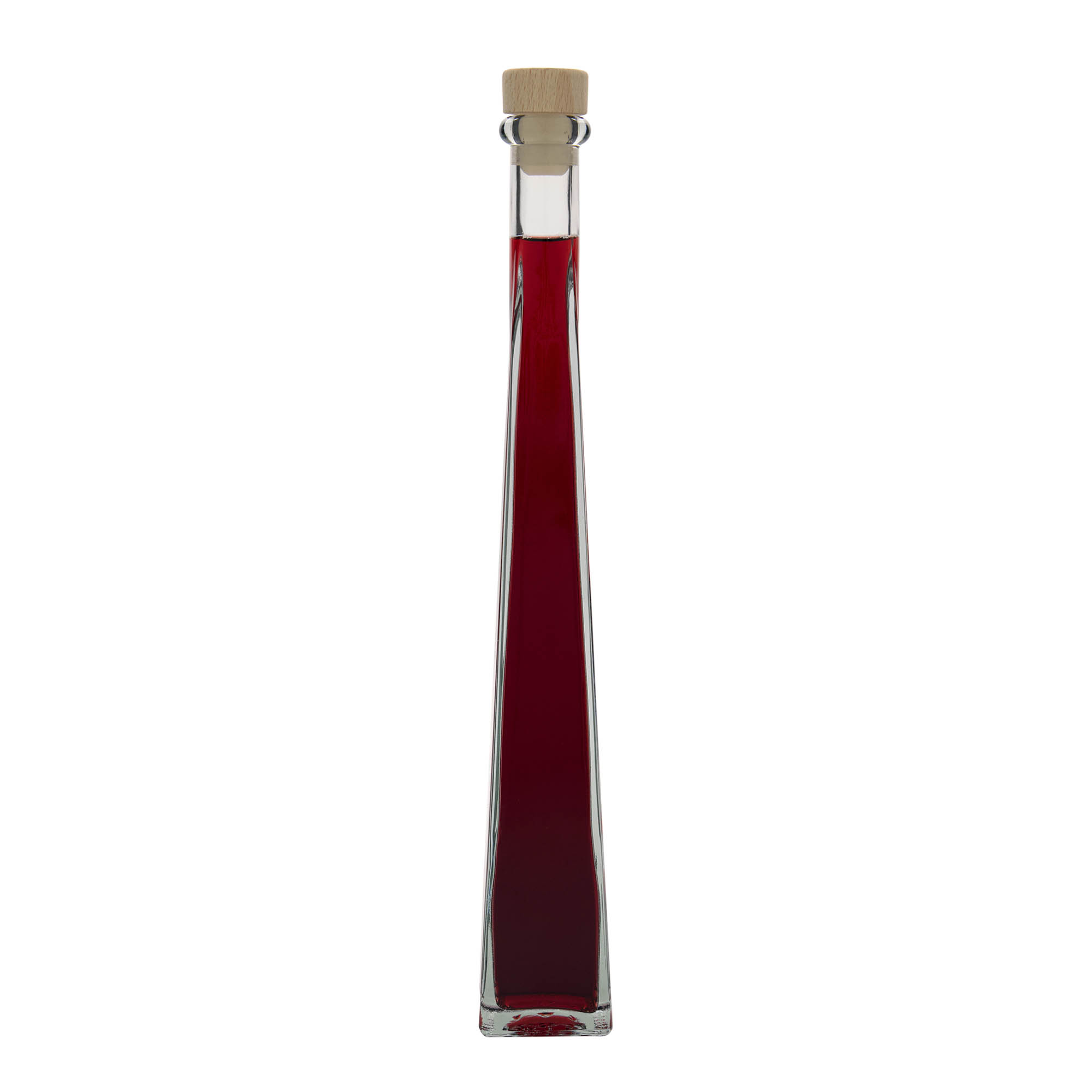 Bottiglia di vetro da 200 ml 'Dama Quadrato', quadrata, bocca: tappo di sughero Bottiglia di vetro da 200 ml 'Dama Quadrato', quadrata, bocca: tappo di sughero