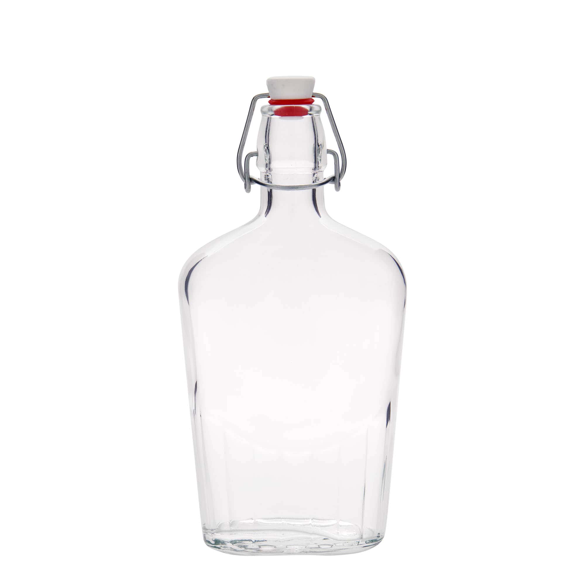 500 ml Bottiglia di vetro 'Fiaschetta', ovale, imboccatura: tappo meccanico