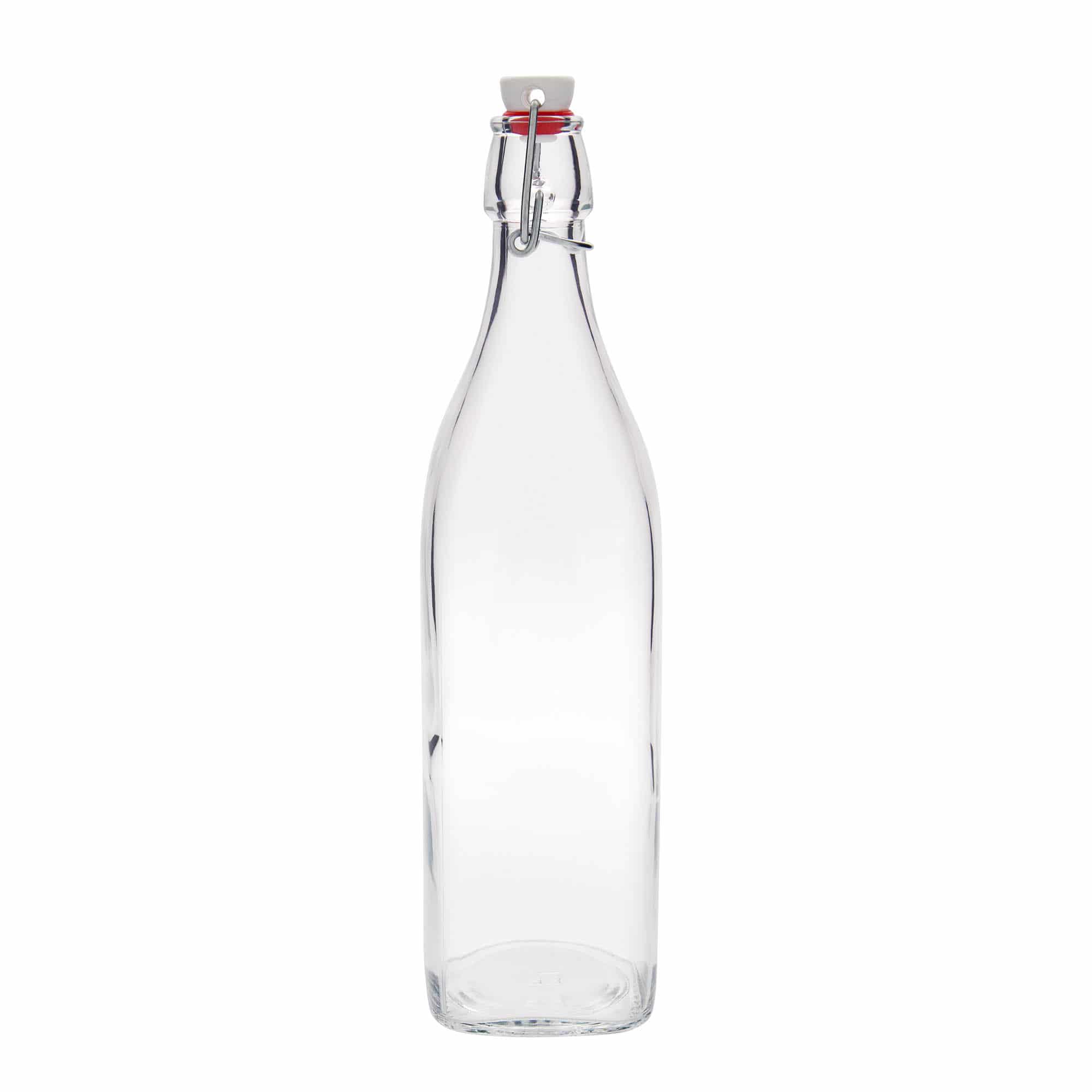 1.000 ml Bottiglia di vetro 'Swing', quadrata, imboccatura: tappo meccanico 1.000 ml Bottiglia di vetro 'Swing', quadrata, imboccatura: tappo meccanico