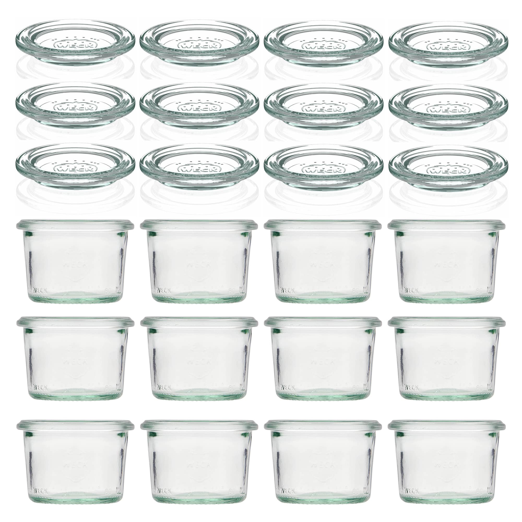 12x 80 ml vaso WECK a bocca larga con coperchio in vetro RR 60