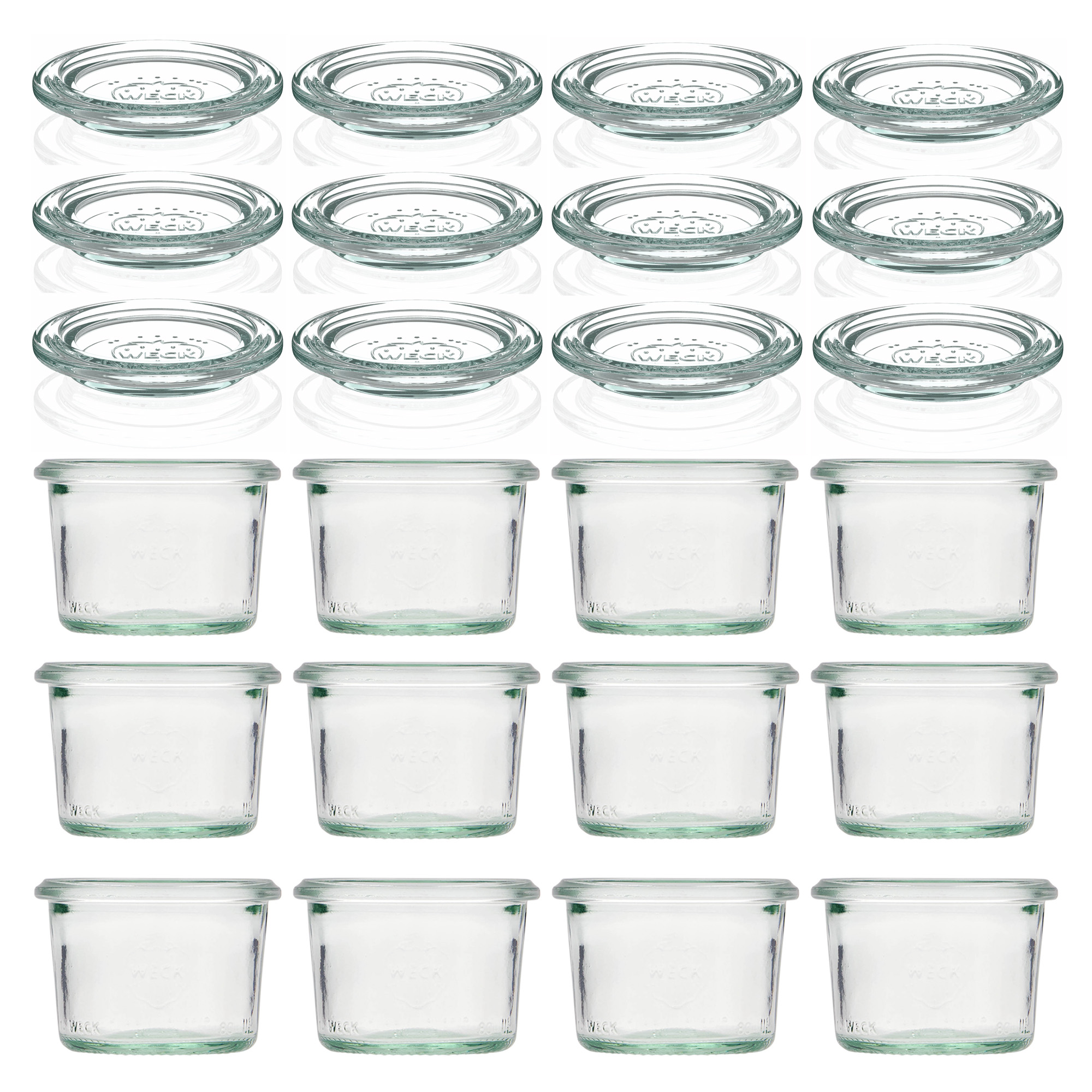 12x 80 ml vaso WECK a bocca larga con coperchio in vetro RR 60