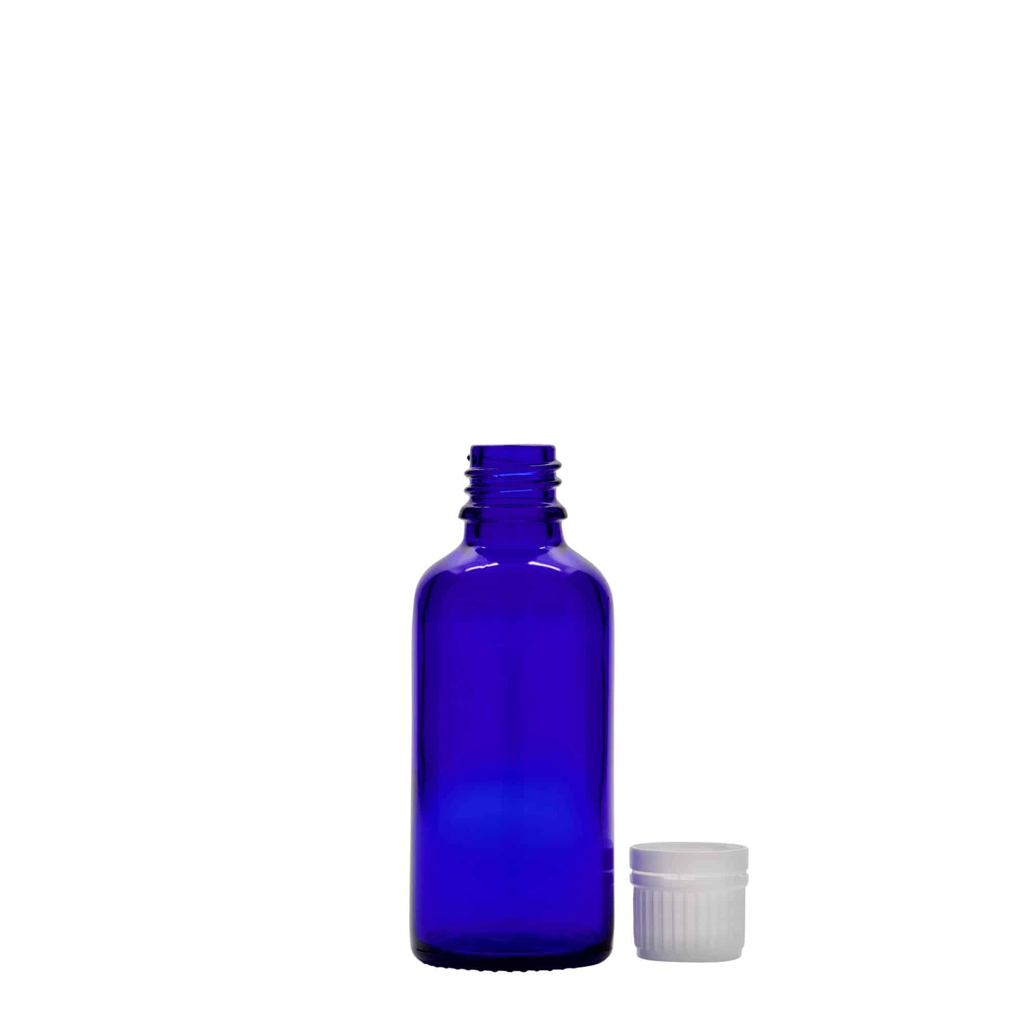 50 ml Boccetta di vetro, blu reale, imboccatura: DIN 18