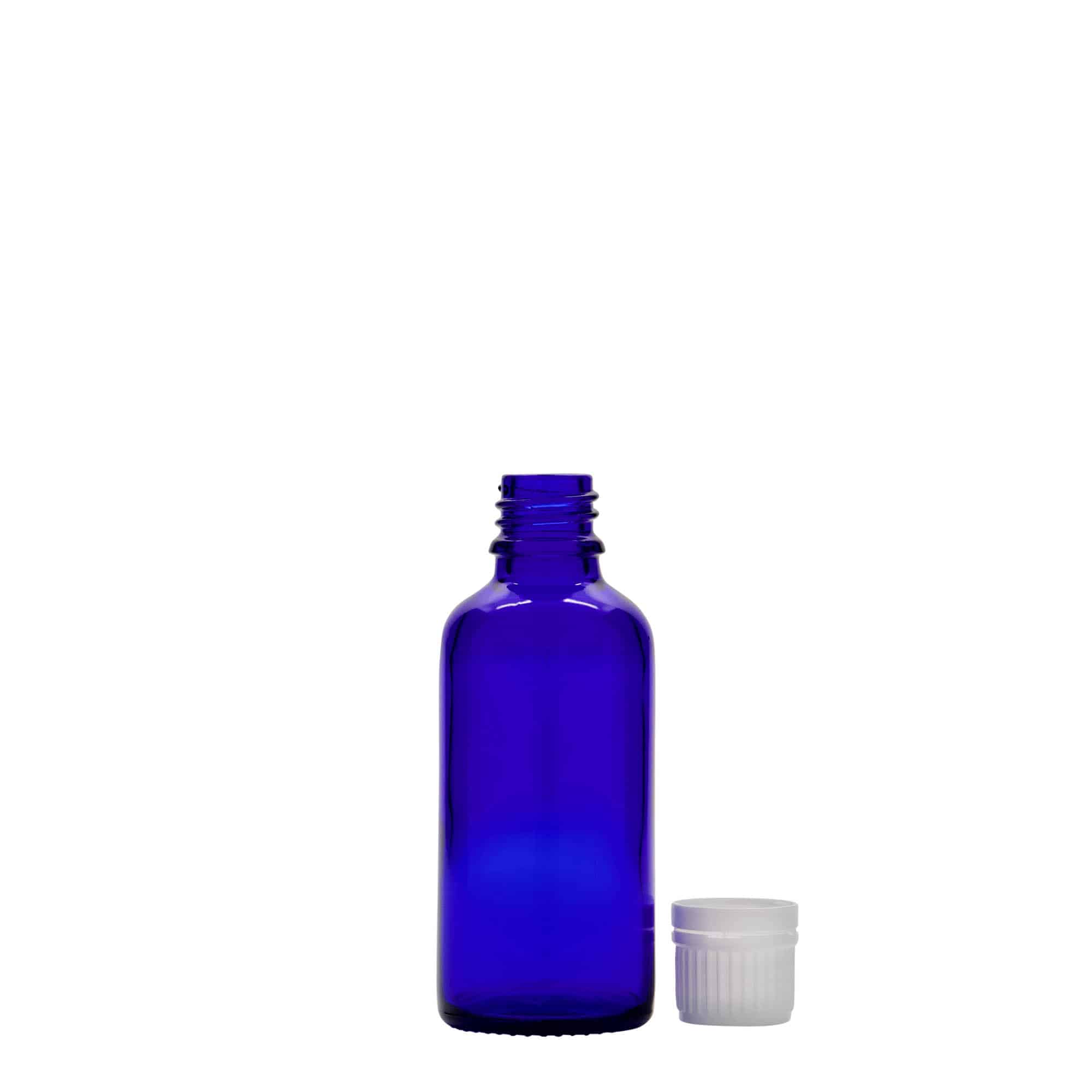 50 ml flacone medico, vetro, blu reale, bocca: DIN 18