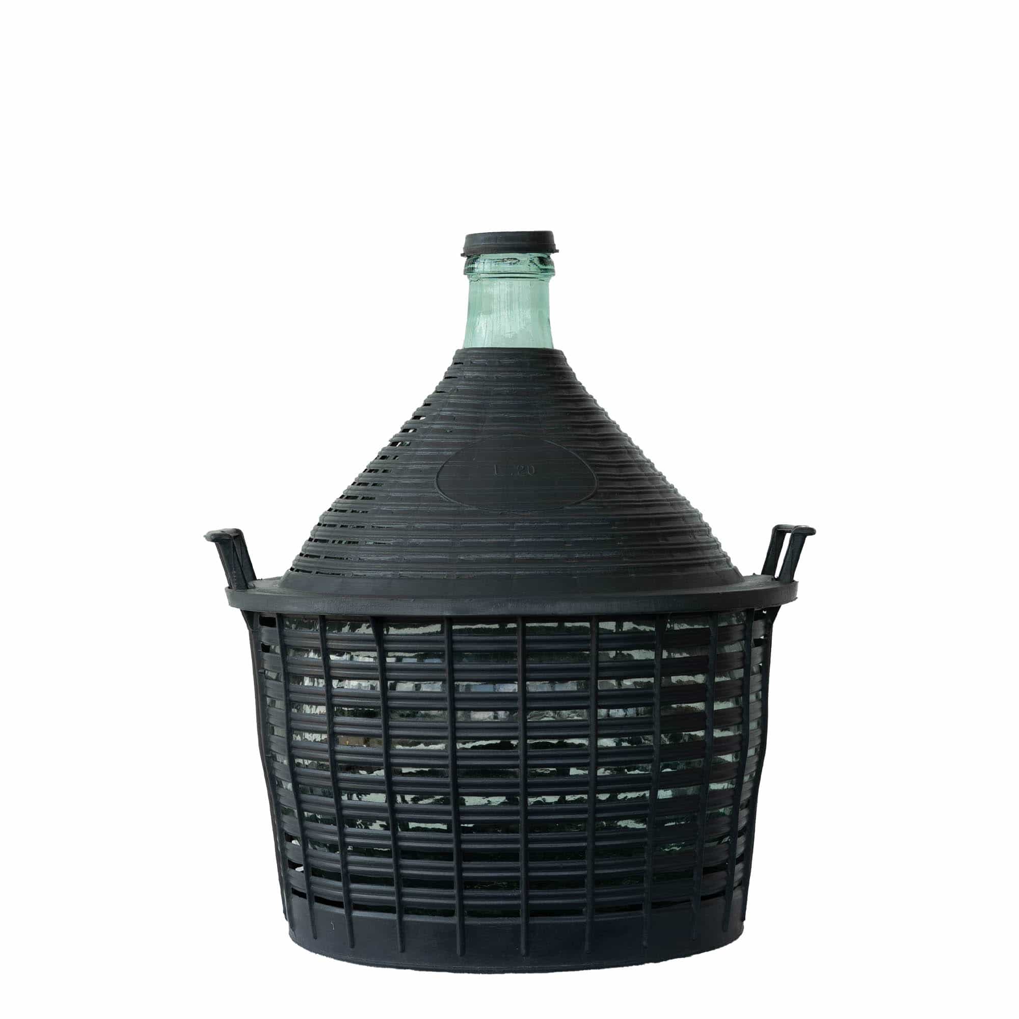 Bombola a pallone da 20 l, collo stretto, vetro, bocca: coperchio a cappuccio