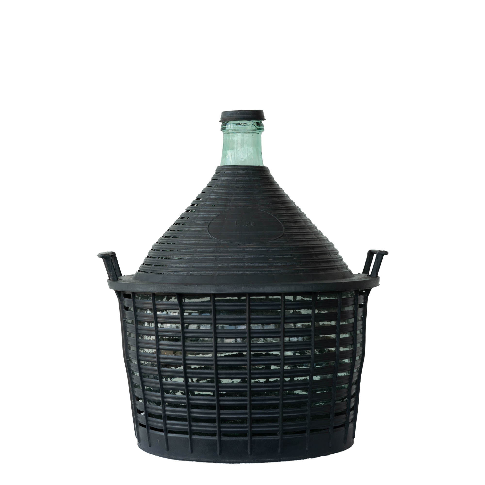 Bombola a pallone da 20 l, collo stretto, vetro, bocca: coperchio a cappuccio