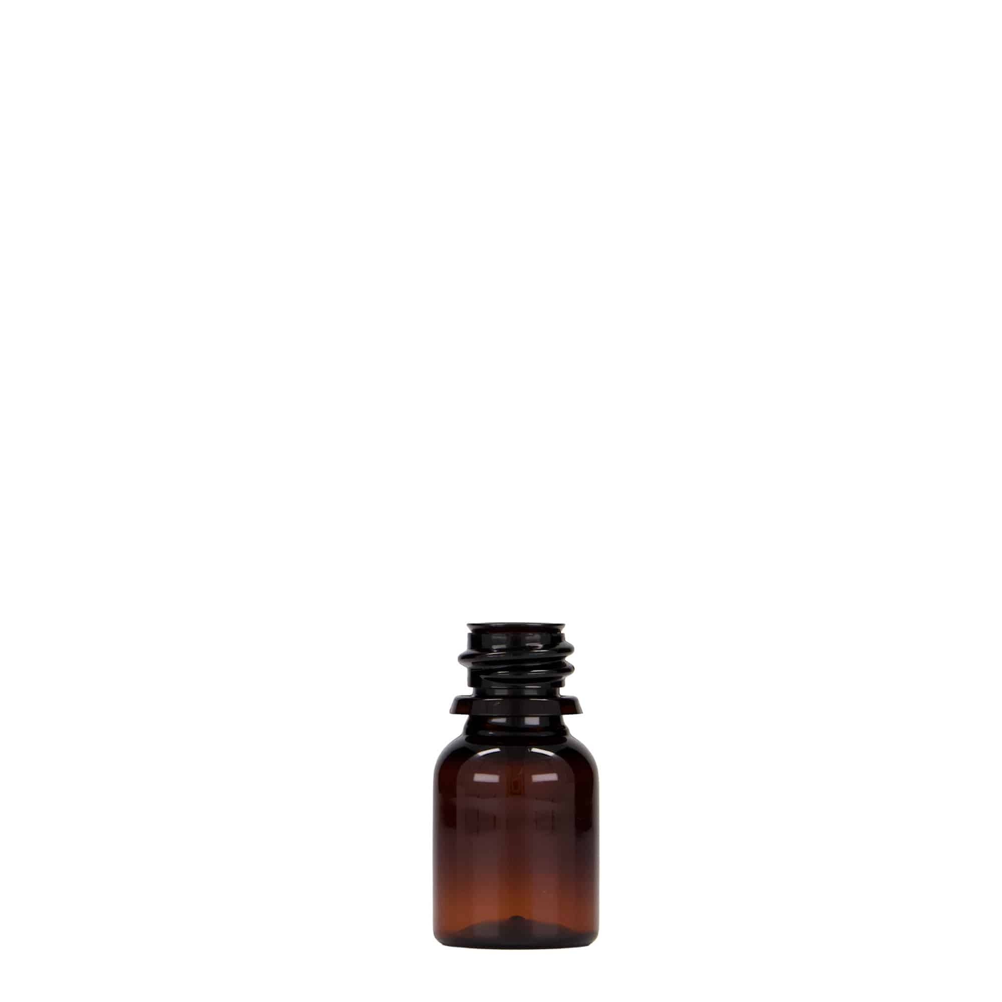 10 ml flacone medico in PET 'Easy Living', marrone, plastica, bocca: DIN 18