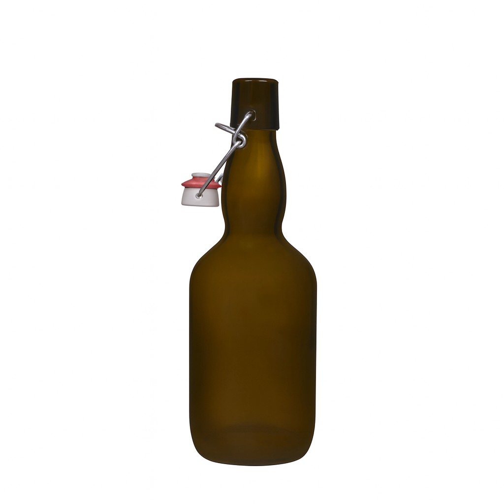 Bottiglia di birra da 500 ml, collo a campana, vetro, verde antico, bocca: chiusura a leva Bottiglia di birra da 500 ml, collo a campana, vetro, verde antico, bocca: chiusura a leva