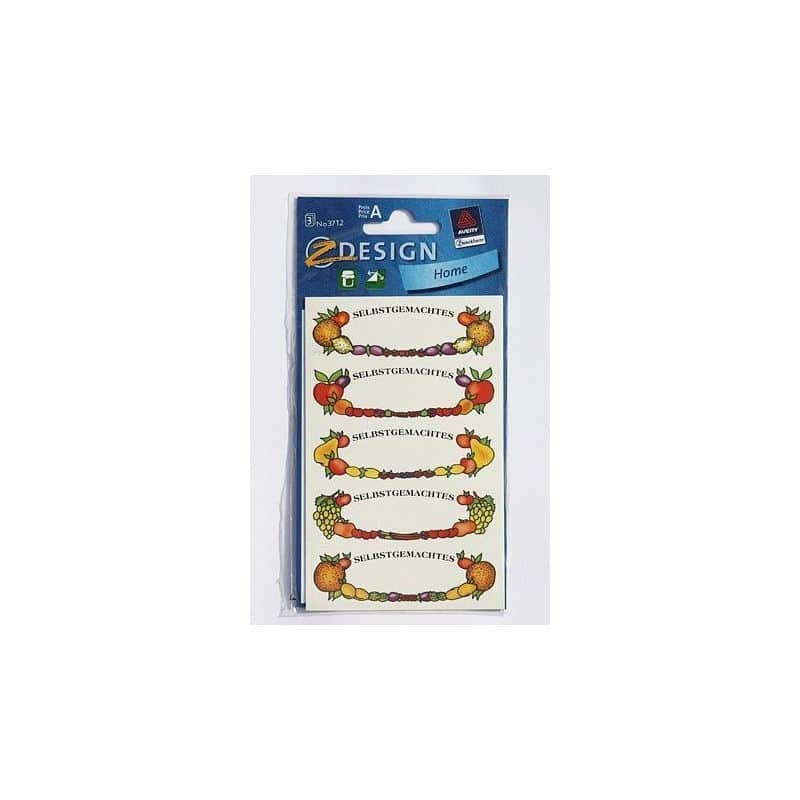 Etichette 'Cornice di frutti', ovale, carta, multicolore