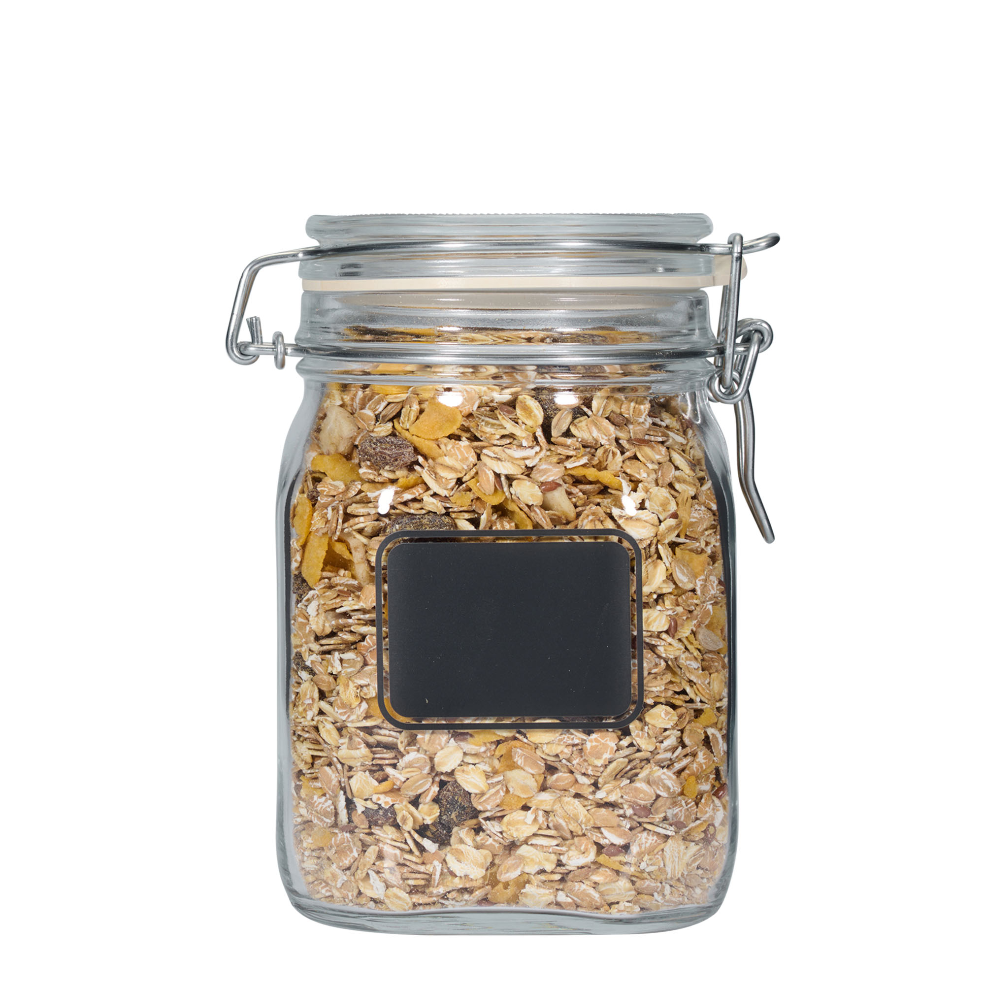 1.000 ml barattolo con chiusura a gancio 'Fido', motivo: campo etichetta, quadrato, bocca: chiusura a gancio 1.000 ml barattolo con chiusura a gancio 'Fido', motivo: campo etichetta, quadrato, bocca: chiusura a gancio