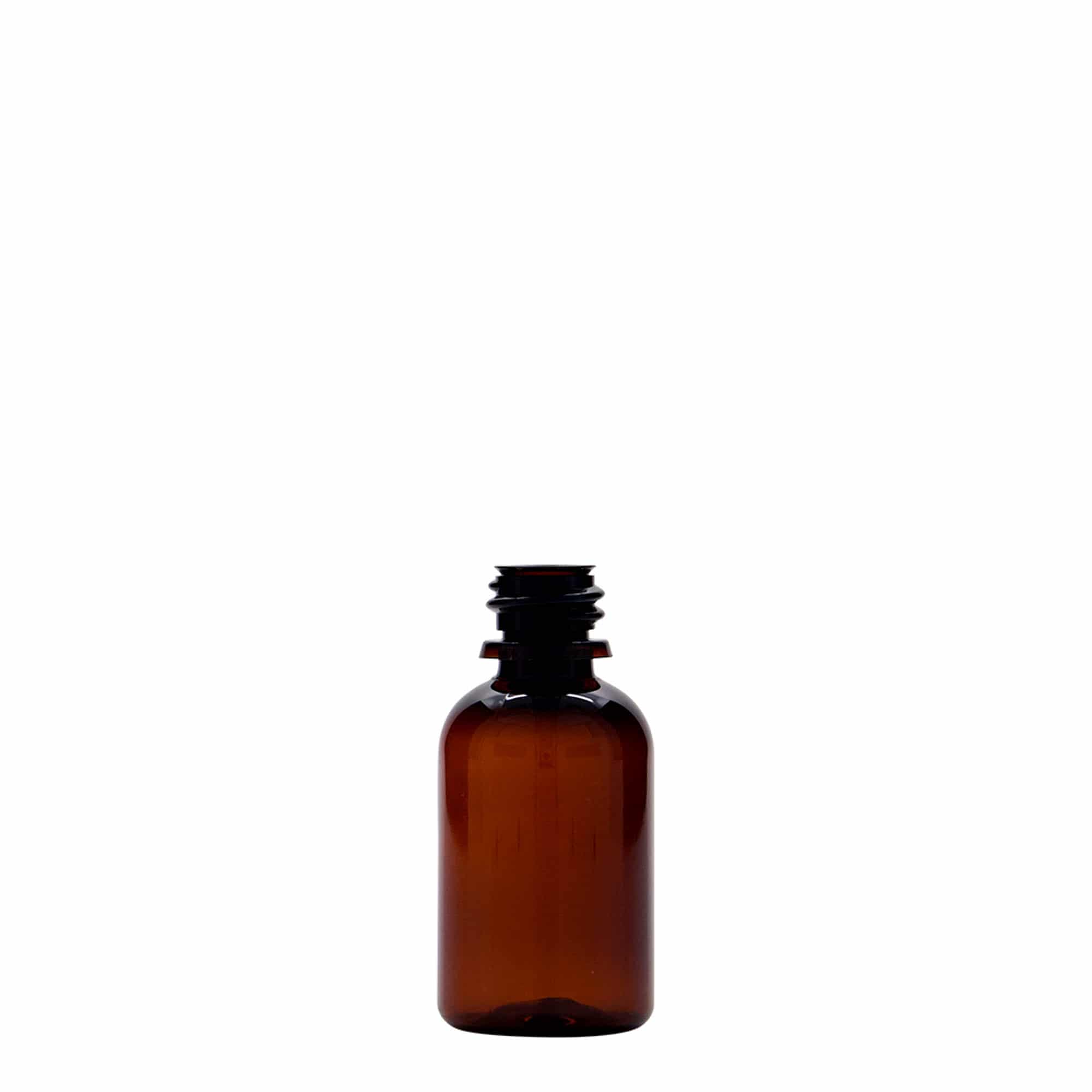 30 ml flacone medico in PET 'Easy Living', marrone, plastica, bocca: DIN 18