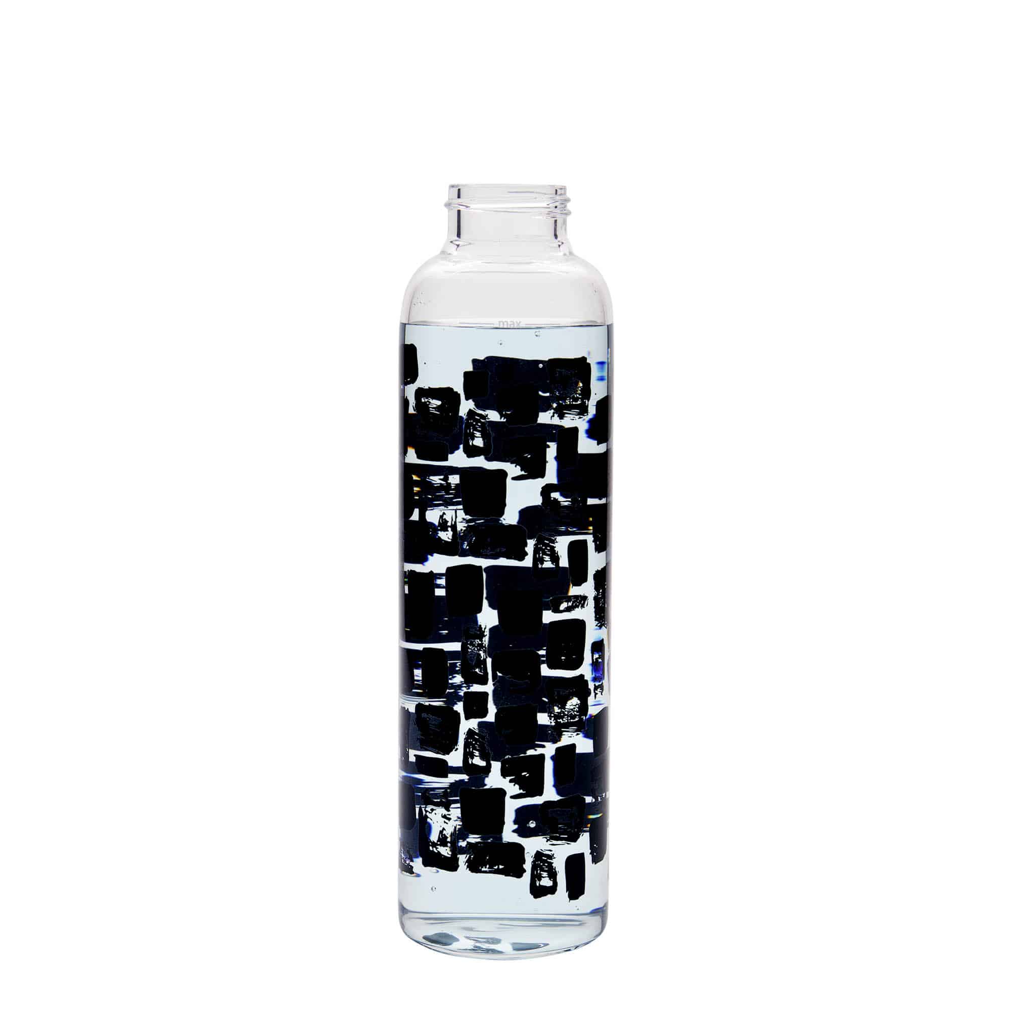 500 ml Borraccia 'Perseus', motivo: Rettangoli neri, vetro, imboccatura: a vite