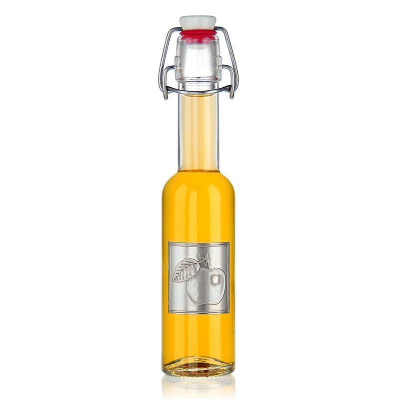 Etichetta in stagno 'Mela', quadrata, metallo, argento Etichetta in stagno 'Mela', quadrata, metallo, argento