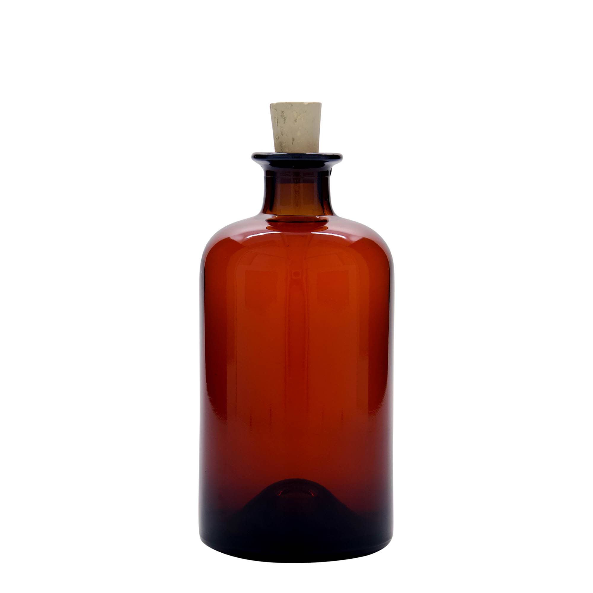 Bottiglia in vetro da 500 ml, da farmacista, marrone, bocca: sughero
