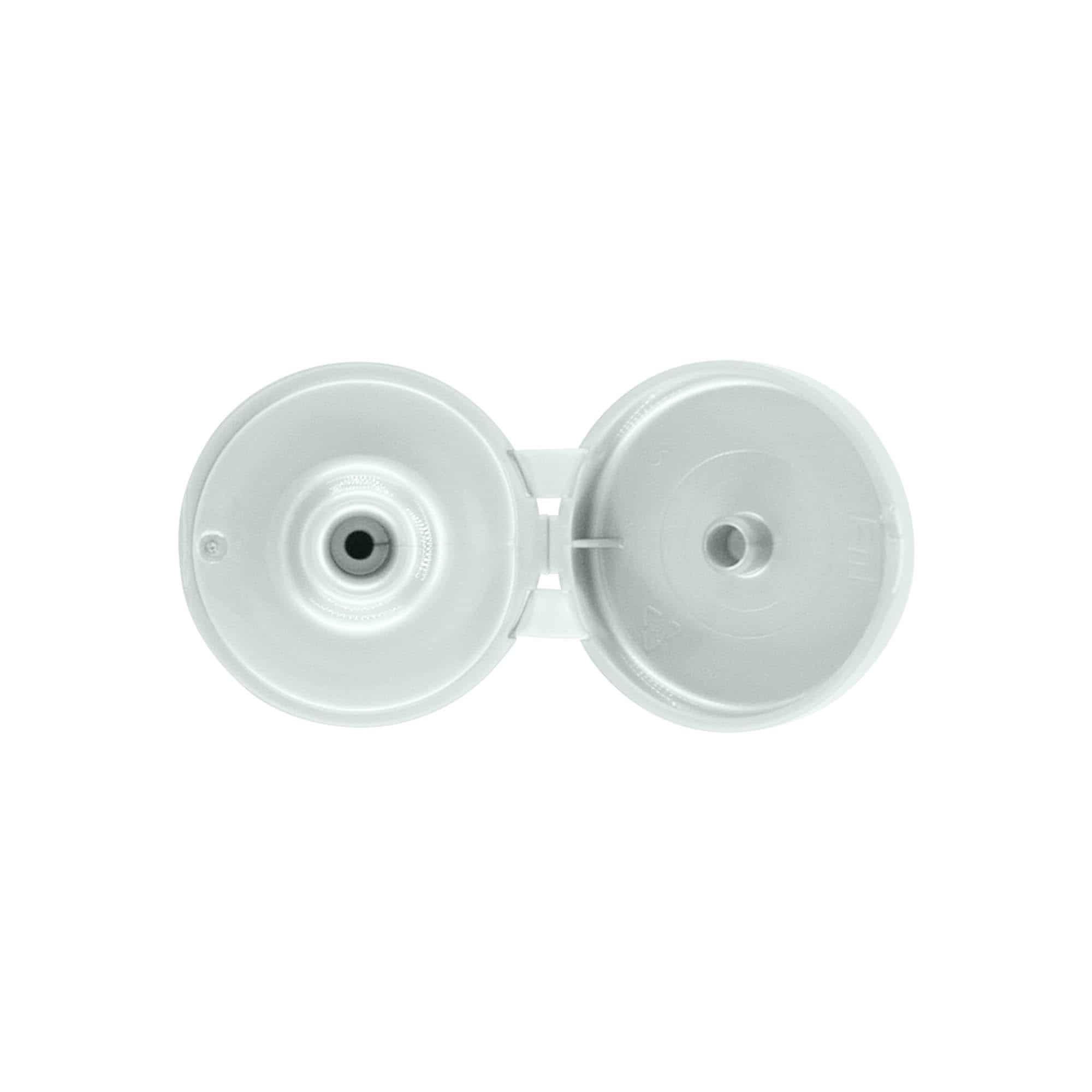 Tappo a vite con cerniera Flip-Top, plastica PP, argento, per imboccatura: 24/410
