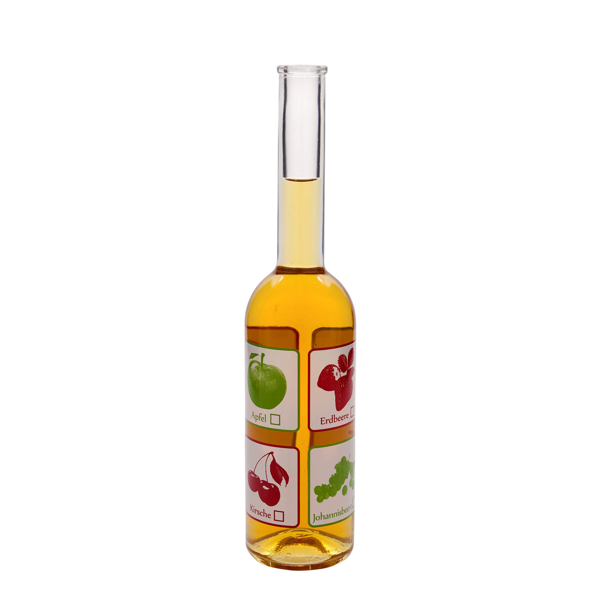 Bottiglia di vetro da 500 ml 'Opera', motivo: frutta, bocca: sughero Bottiglia di vetro da 500 ml 'Opera', motivo: frutta, bocca: sughero