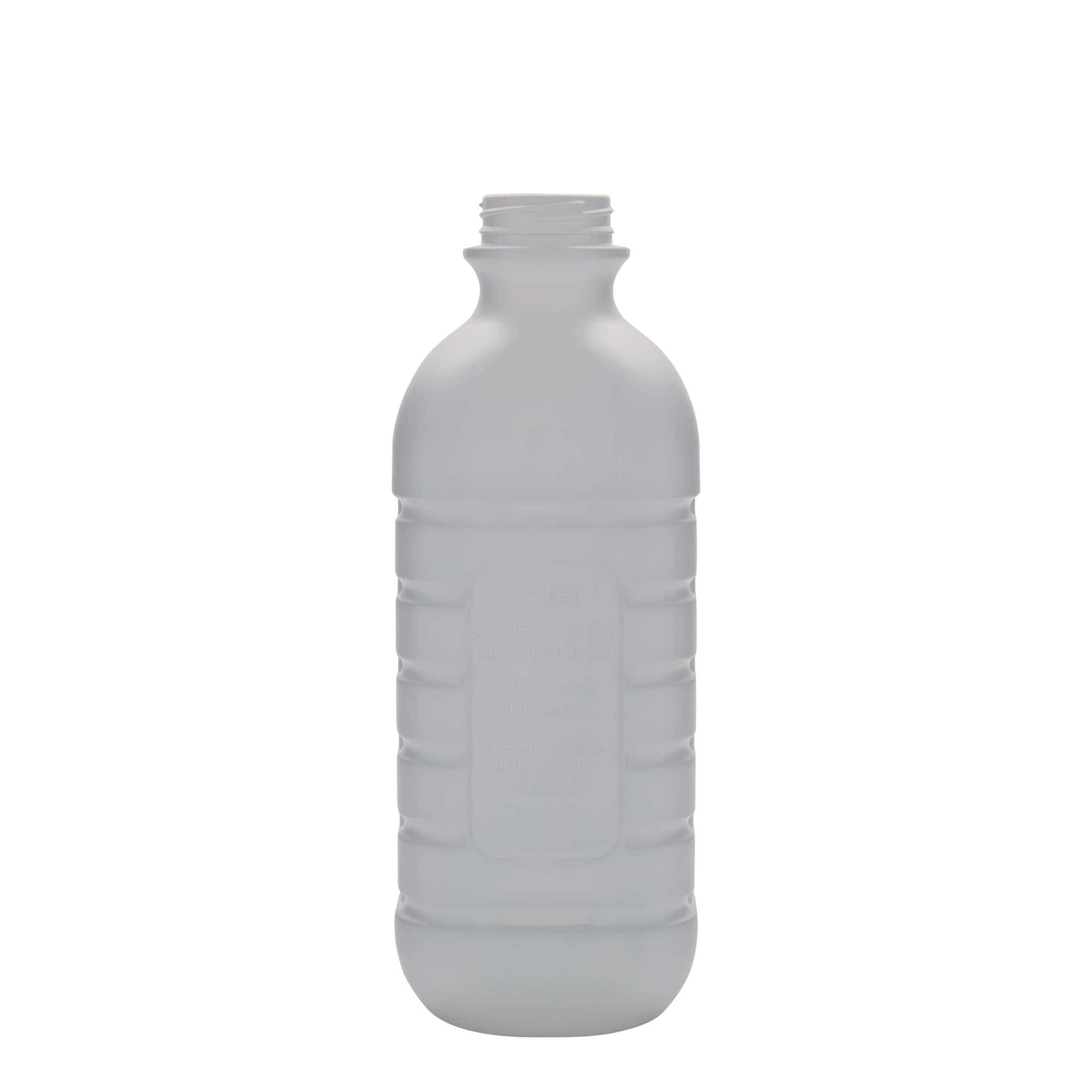 1.000 ml Bottiglia rettangolare, plastica HDPE, bianco, imboccatura: PEHD40