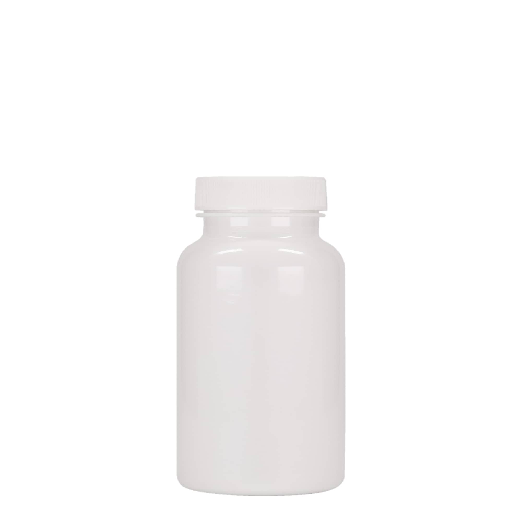 200 ml flacone PET, plastica, bianco, bocca: 45/400